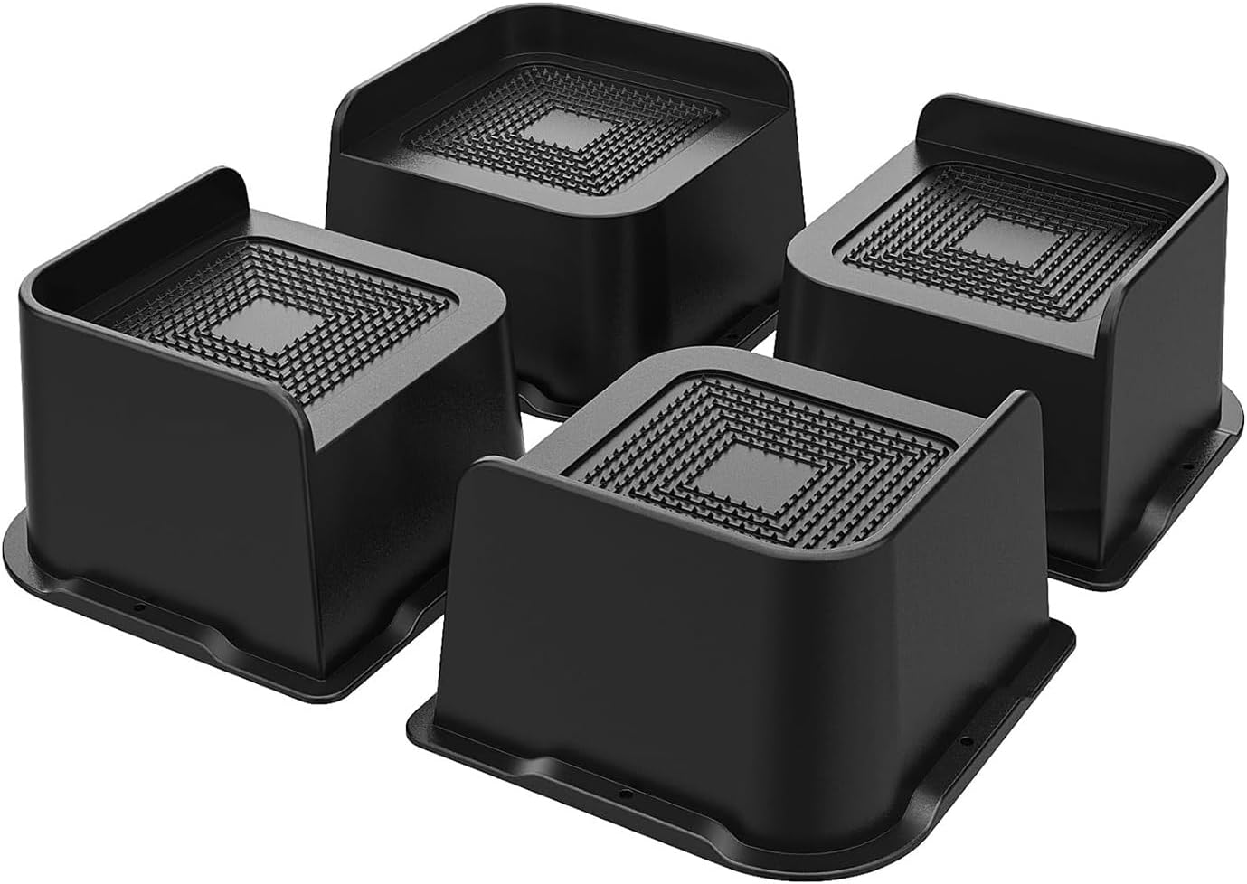 4 Pack Bed Risers 3 Inch Heavy Duty, 4.8X4.8In Wide Opening Furniture Risers, Black ABS Bed Lifts Risers for Sofa,Bed Frame,Tables image number 2