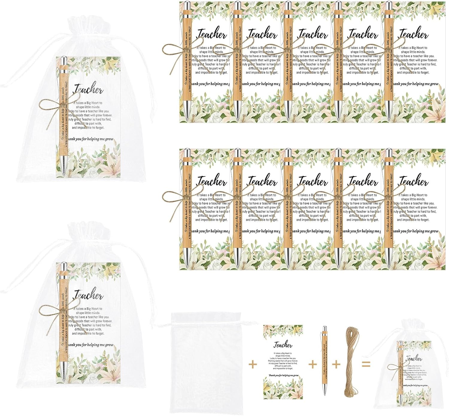 10 Sets Teacher Appreciation Gift,Thank You Teachers,Inspirational Bamboo Pens Bulk Gifts with Thank You Cards,Best Unique Teacher Gifts image number 5