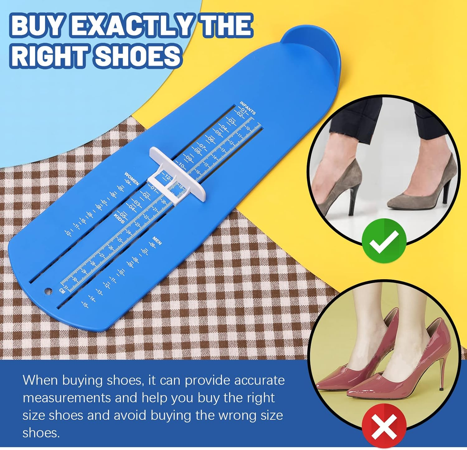 Glarks Foot Measuring Device, Shoe Sizer Shoe Feet Measuring Ruler Sizer with US Standard Shoe Size for Kids Men Women Adults Buying Shoes Online (Blue) image number 1