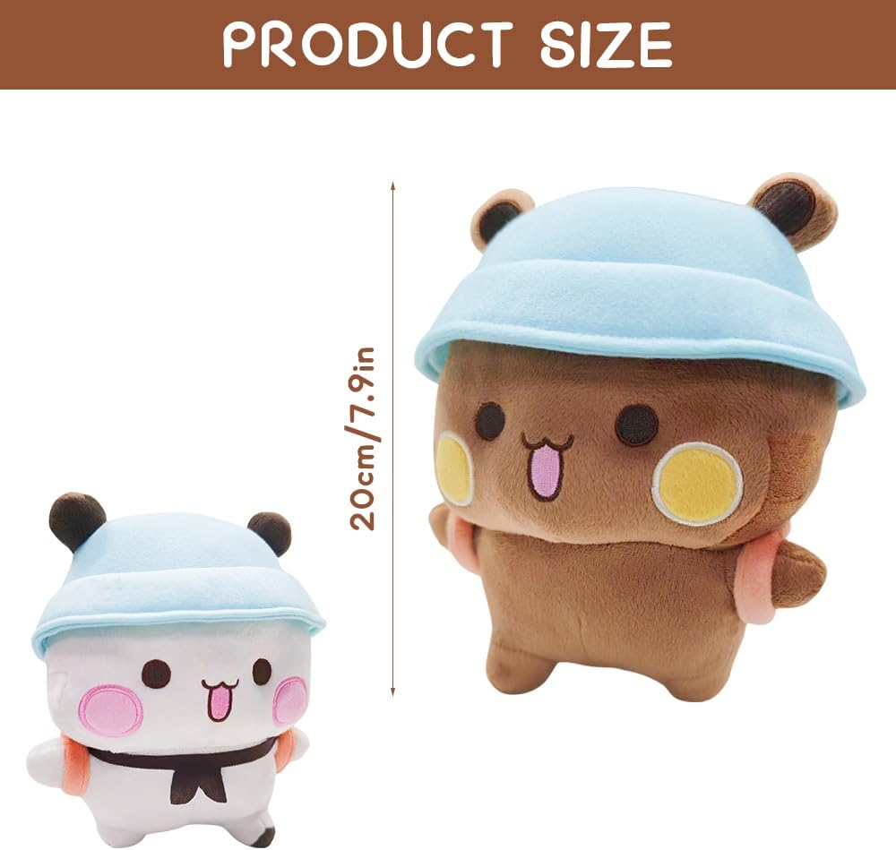 LUFEIS Bubu Dudu Cuddly Toy, 2 Pieces Bubu Dudu Plush, Charming Soft Plush Toy Cushion, Bear Panda Bubu Dudu Cuddly Toy, Birthday Party Gifts for Boys and Girls