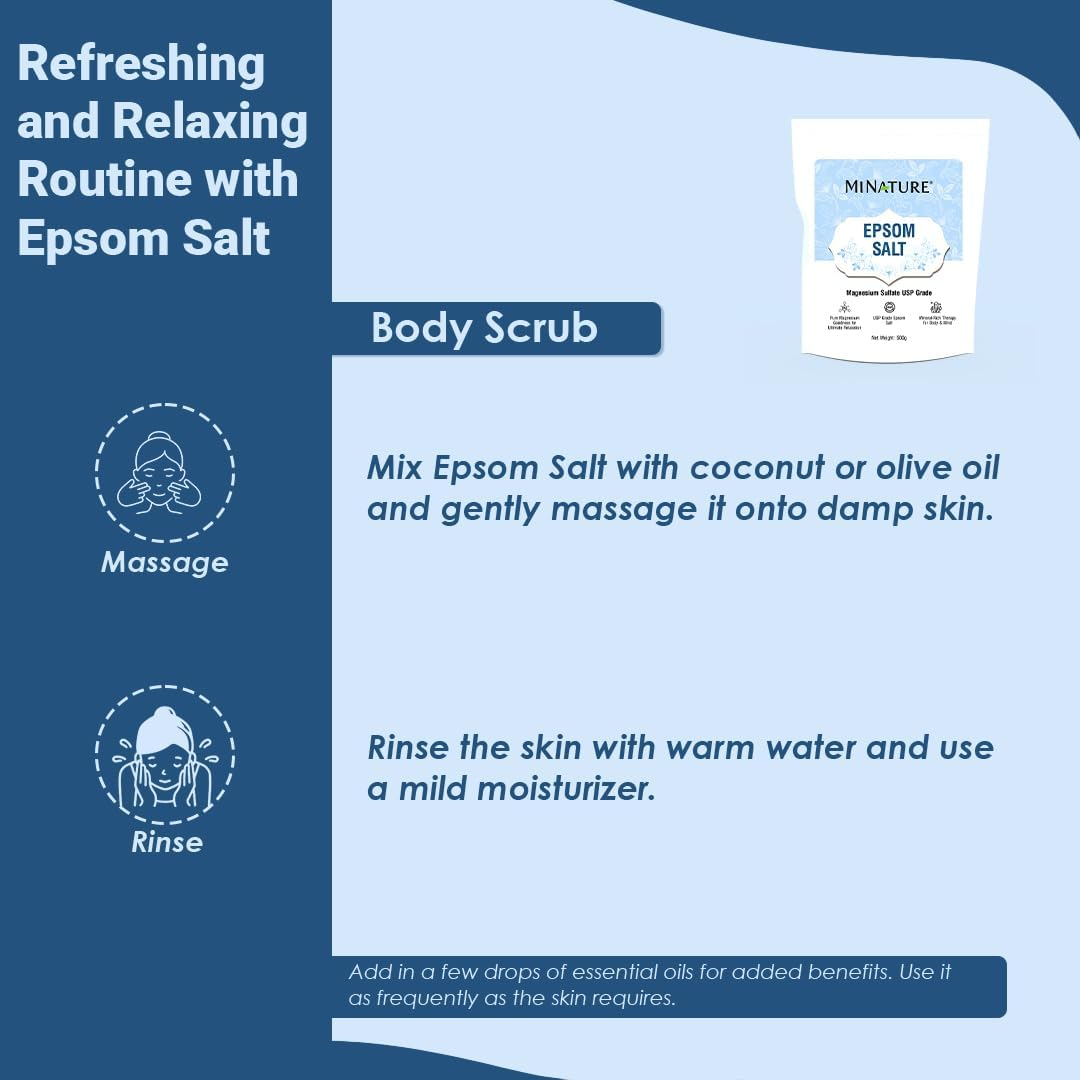 Mi Nature Premium Epsom Salt | USP Grade Magnesium Sulfate 500G (17.63Oz) | Pure Bath Soak |Multipurpose image number 4