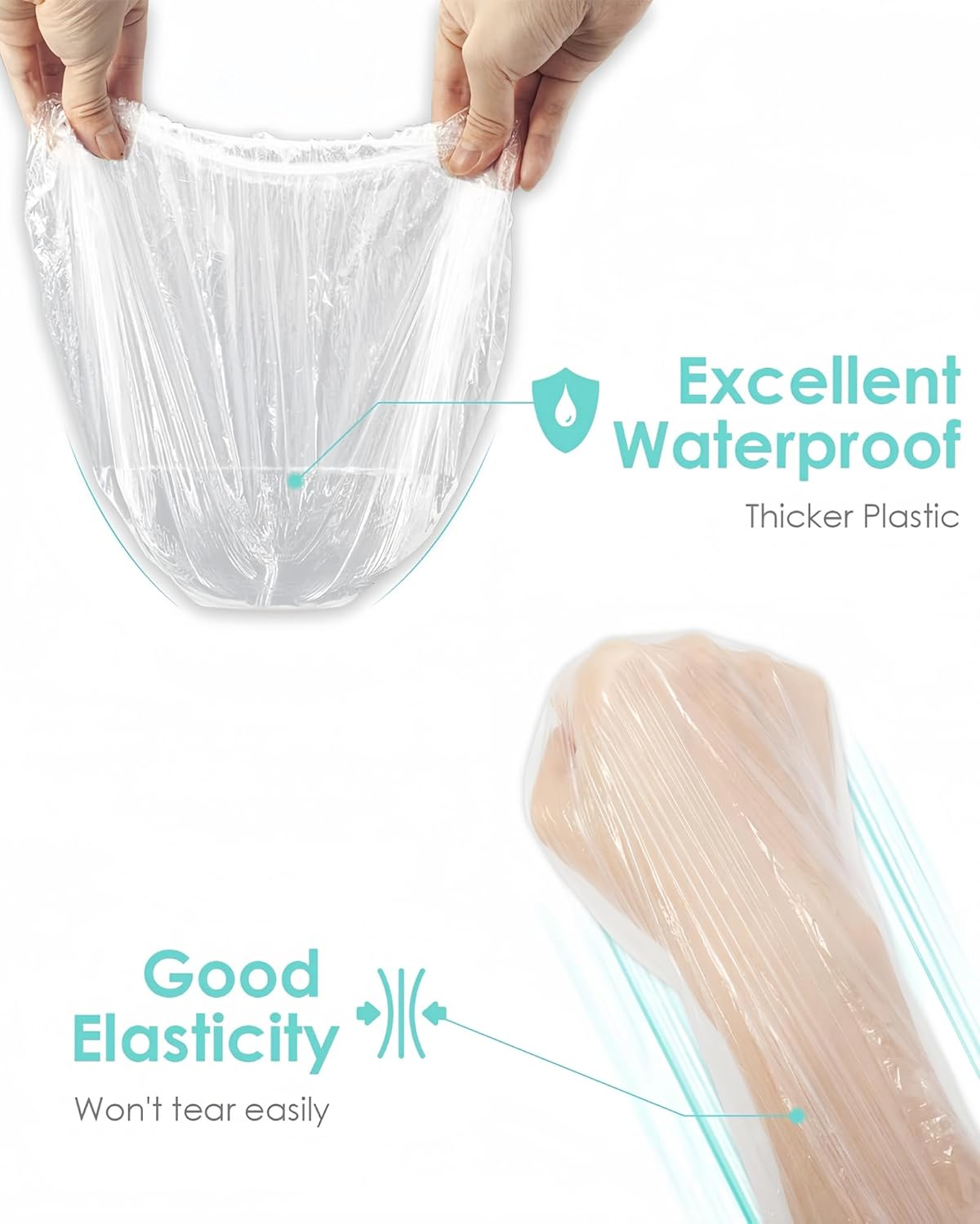 100 Pack Disposable Shower Caps, Multi Purpose Large Plastic Shower Cap for Women Men, Waterproof Bath Cap for Deep Conditioning, Hair Treatment, Travel Swimming image number 2