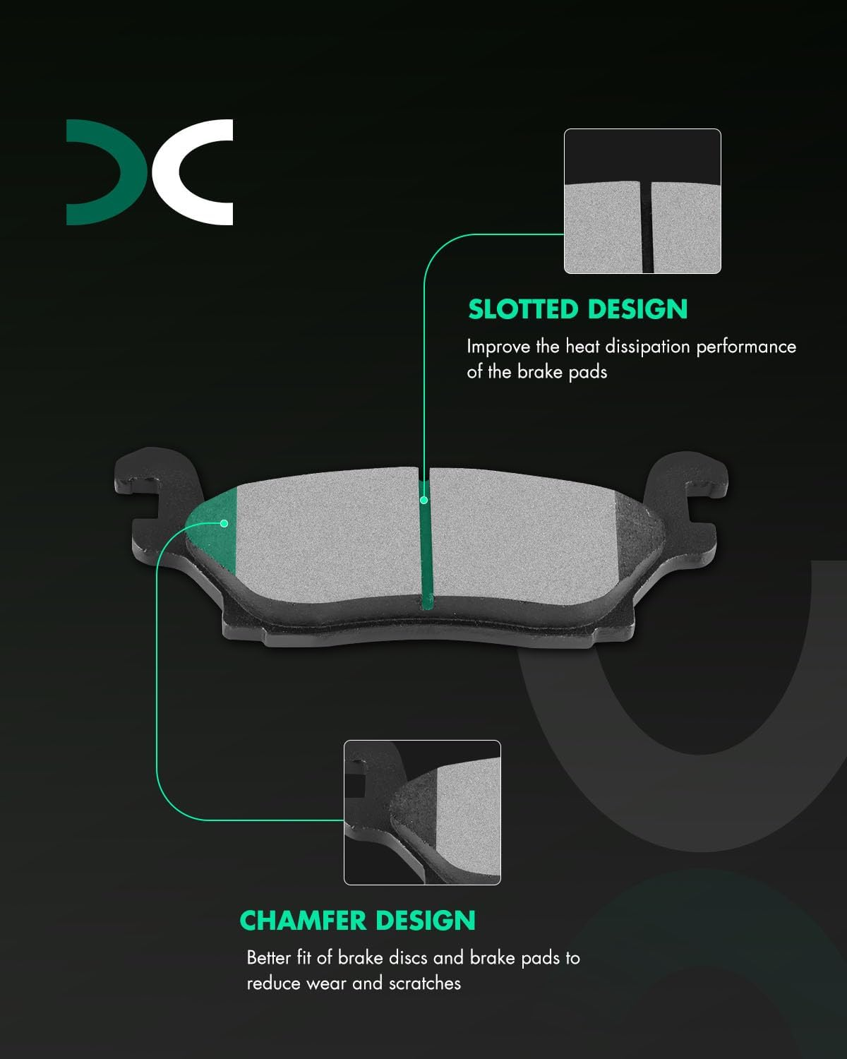 SCITOO D1120 Rear Semi-Metal Brake Pads Sets Fit for Hummer H3 2006-2010,For Hummer H3T 2009-2010