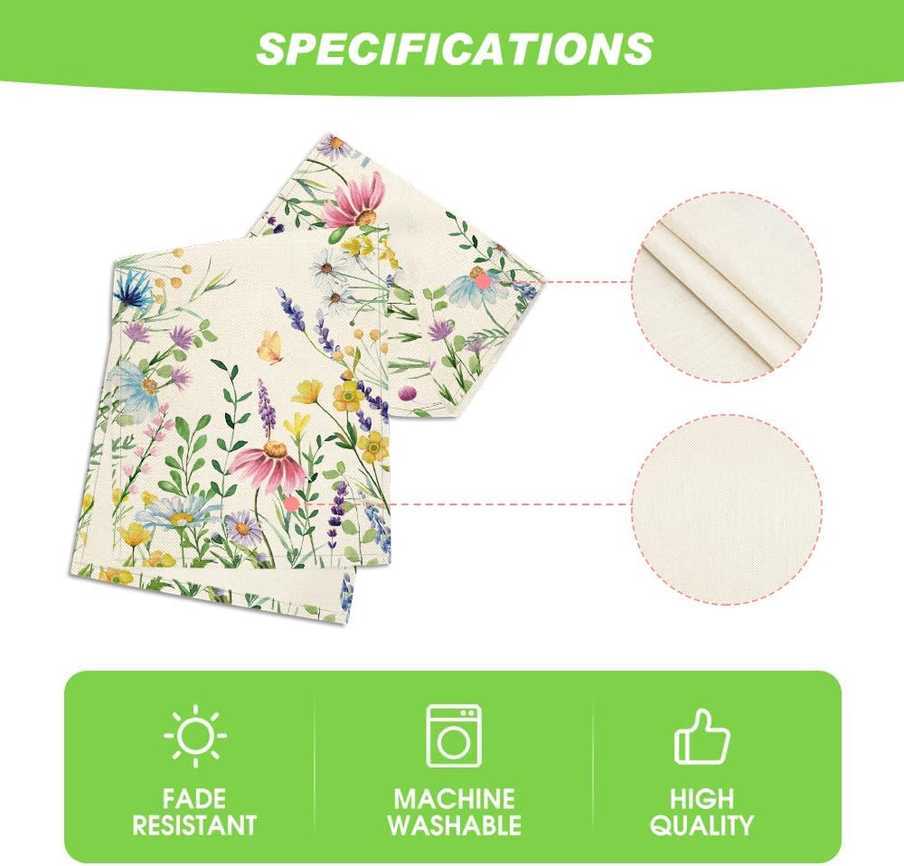 Artoid Mode Daisy Eucalyptus Lavender Floral Leaves Summer Table Runner, Spring Kitchen Dining Table Decoration for Home Party Decor 33 X 183 Cm image number 5