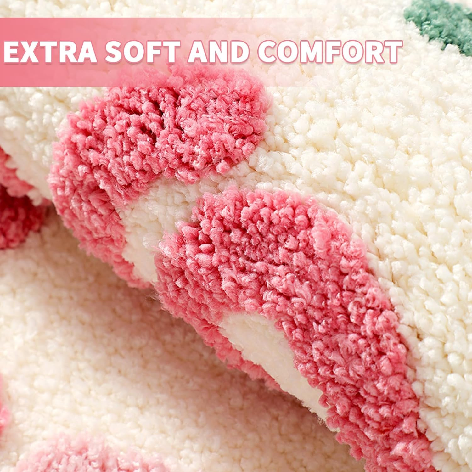 Get Naked Bath Mat, Cute Floral Bathroom Mat Green Leaves Bath Mat, Extra Soft Non Slip Absorbent Bathtub Mat, Machine Washable Fluffy Microfiber Funny Decor Mat for Bedroom Shower 50X80 Cm (Pink)