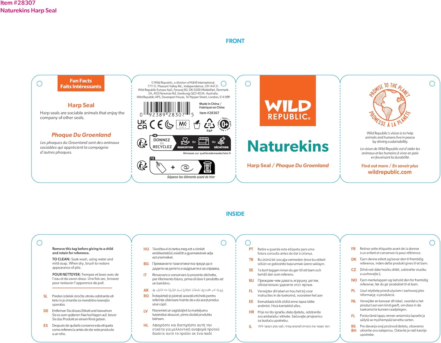 Wild Republic Naturekins Harp Seal, Stuffed Animal, 12 Inches, Plush Toy, Fill Is Natural Rubber image number 1