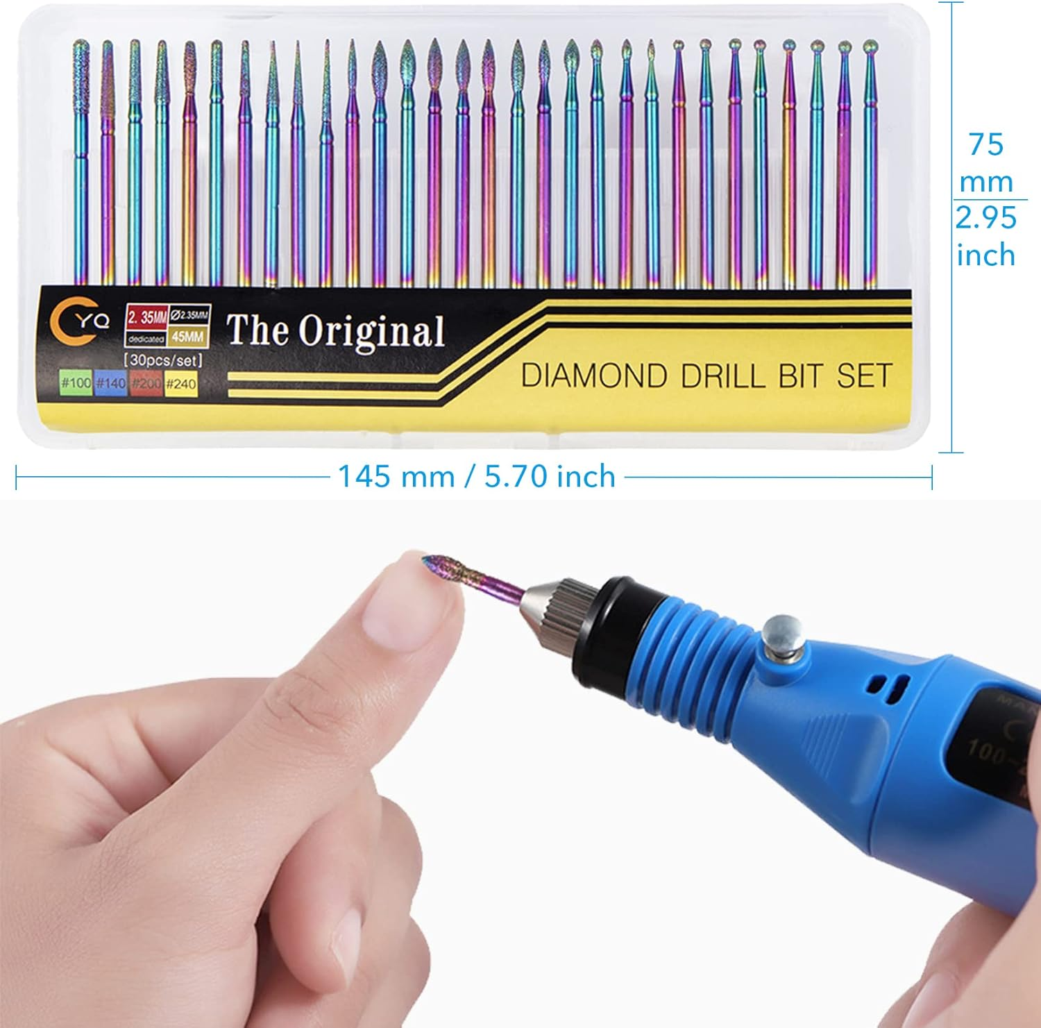 Homeet Pack of 30 Nail Cutter Bits Colourful Diamond Professional Nail Cutter Attachments Removal Gel Acrylic Cuticle Tungsten Carbide Nail Drill for Manicure Pedicure image number 4