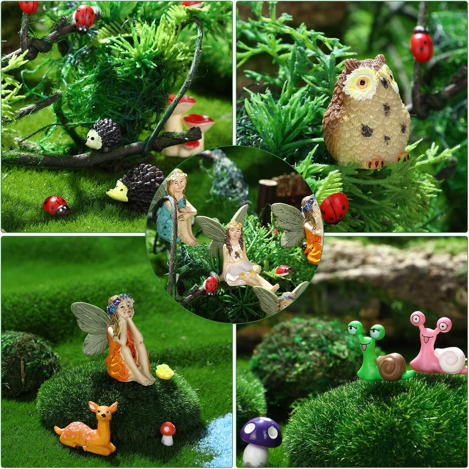 120 Pieces Garden Kit Accessories Garden Animals Miniatures Fairies Miniature Figurines Micro Landscape Ornaments DIY Kit for Outdoor Yard Lawn image number 3