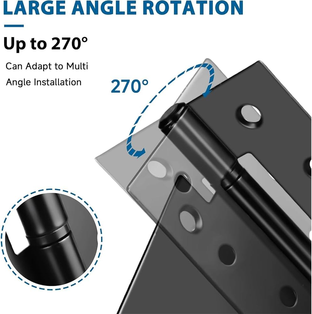3.5 Inch Gate Hinges Heavy Duty, 2 Pack Black Iron T-Hinge Set with Mounting Hardware for Wood Fence, Barn Door and Outdoor Structures image number 5