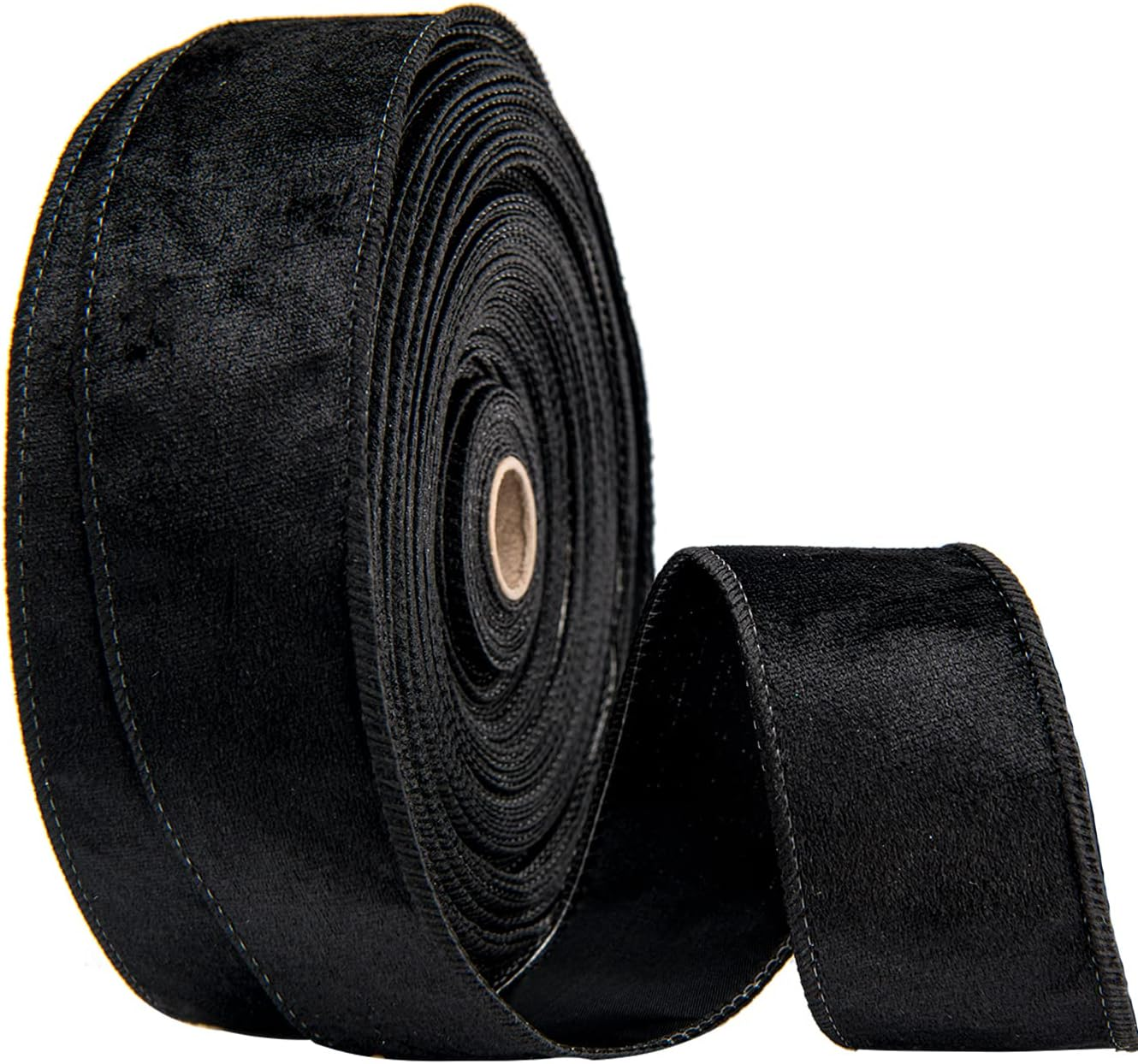 2.5Inch X 10 Yards Christmas Velvet Ribbon,2.5" Wide Wired Ribbon for Christmas Crafts Decoration, Wrapping Crafts (Champagne Gold)