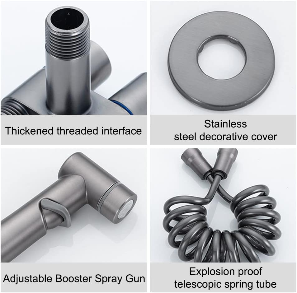 1-In-2-Out Dual Control Valve, 2023 New Double Control Mini Shower, 6.5 Feet Extra Long Hose High Pressure Bathroom Faucet Kit for Bidet and Shower (1 Pcs Grey Dual Control Valve) image number 5