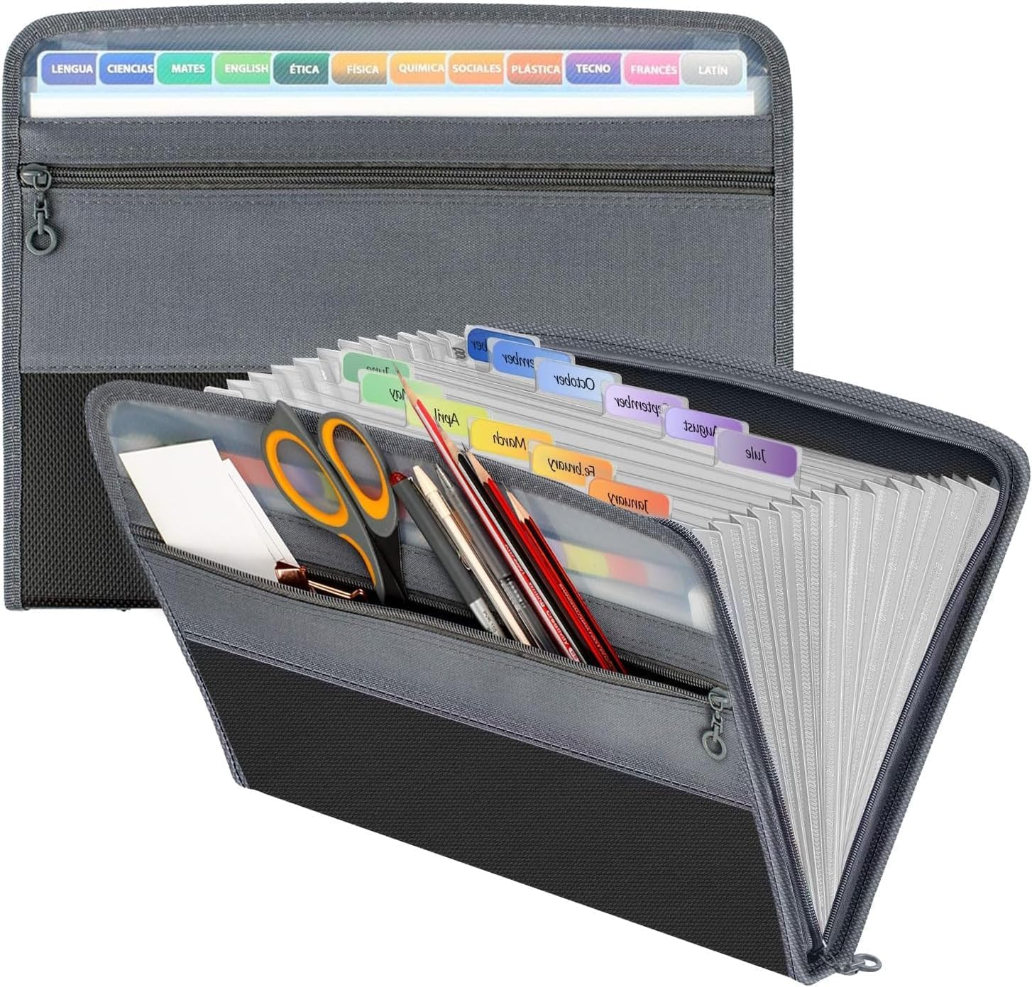 KIDUO Document Organizing Folders,File Folders with 13 Plastic Pockets,Expandable Document Organizer with Sticky Tabs,Portable Letter Size Accordion Document Holder for Invoices,Receipts (Black) image number 5