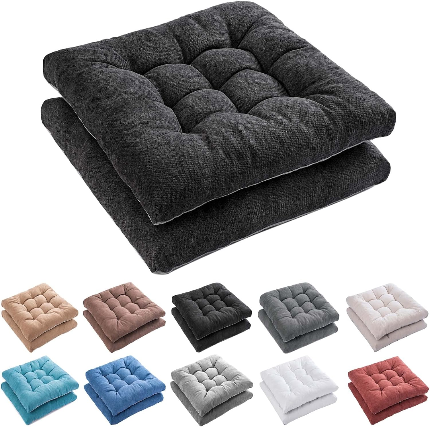 FABRICASTLE Outdoor Chair Cushions Patio Cushion Premium Comfortable Thick Fill Tufted 19" X 19" Floor Wicker Seat Pads, 4 Counts (Navy Blue, 4)