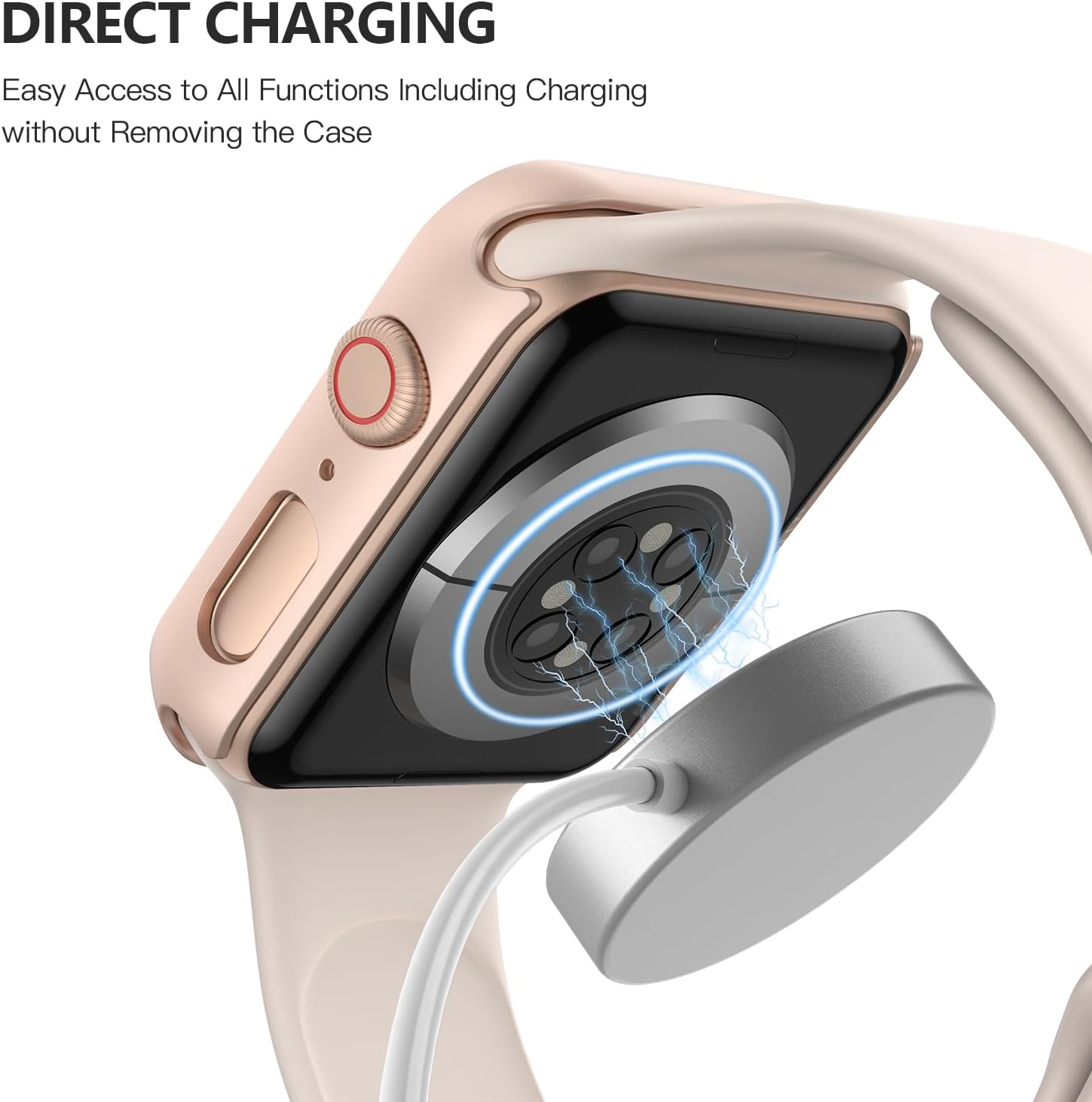 Misxi 2-Pack Full Protection Case with Tempered Glass for Apple Watch SE 3/2/1 Series 6/5/4 40Mm, Slim Ultra-Thin Cover with Screen Protector for Iwatch, 1 Rose Gold + 1 Transparent image number 4