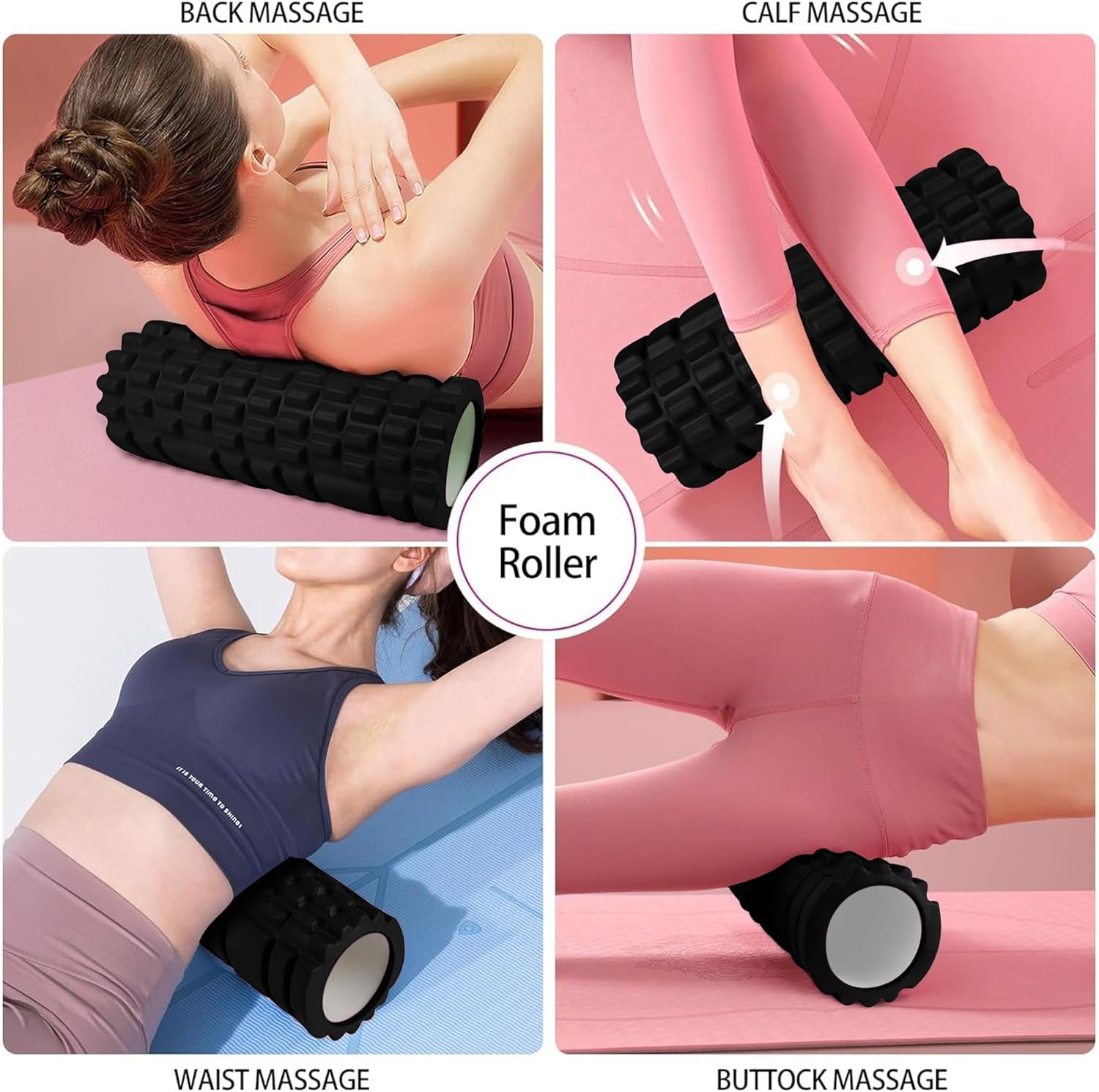 Foam Roller - EVA Muscle Massage Roller for Deep Tissue Tension Relief, Portable Gym, Yoga, Fitness Therapy Roller for Back, Legs, Shoulders (Purple) image number 4