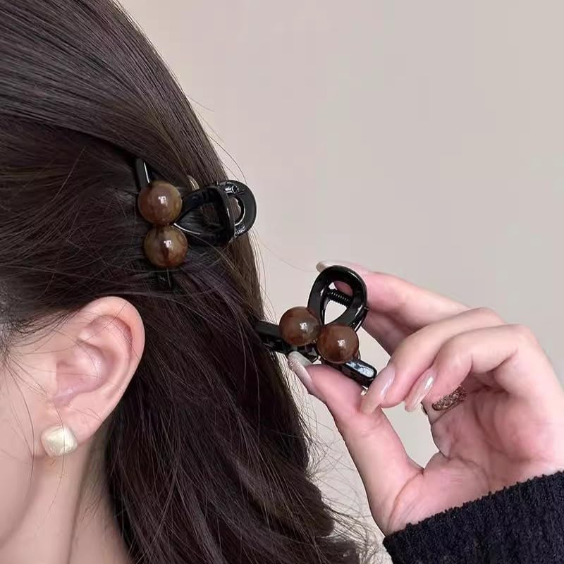 Resweky Brown Pearl Hair Clips Small Hair Clips Cute Hair Clips for Women and Girls image number 5