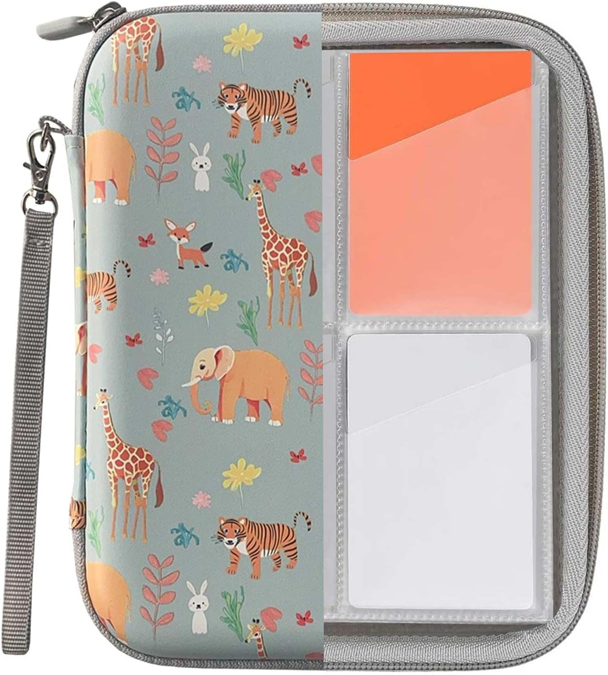 Card Case for Yoto Card Holder Storage Portable Folder with Zipper 80 Pockets Cards Card Binder Fit 2.3 * 3.4 Inch Mini Audiobook Cards Card Binder Holder with Sleeves for Travel (Animal)