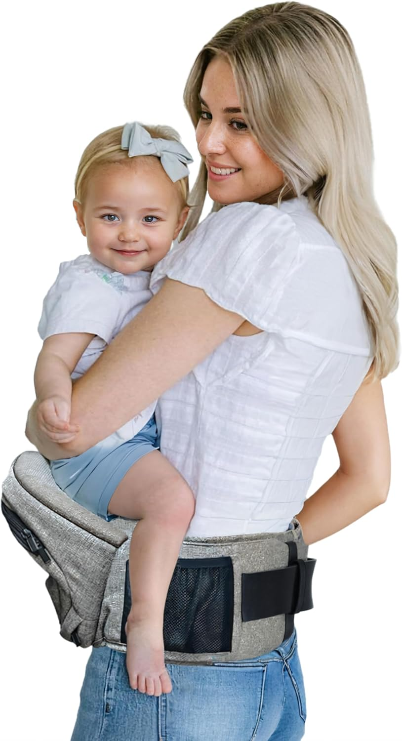Pandanling Hip Seat Baby Carrier & Baby Hip Carrier - Mom'S Choice Award Winner,Ergonomic Design with Extender, for Newborns to Toddlers 8-44 Lbs (Grey)