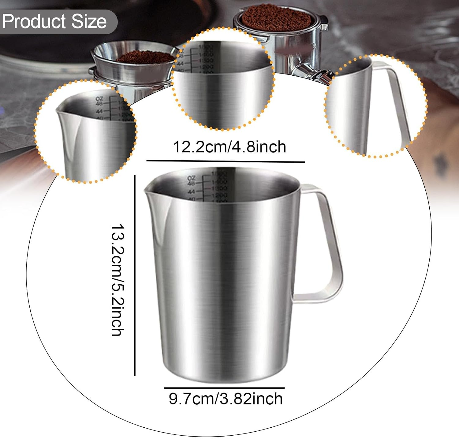 Fenteer Espresso Steaming Jug for Milk Frothing, 1000Ml Coffee Accessory for Latte Art image number 6