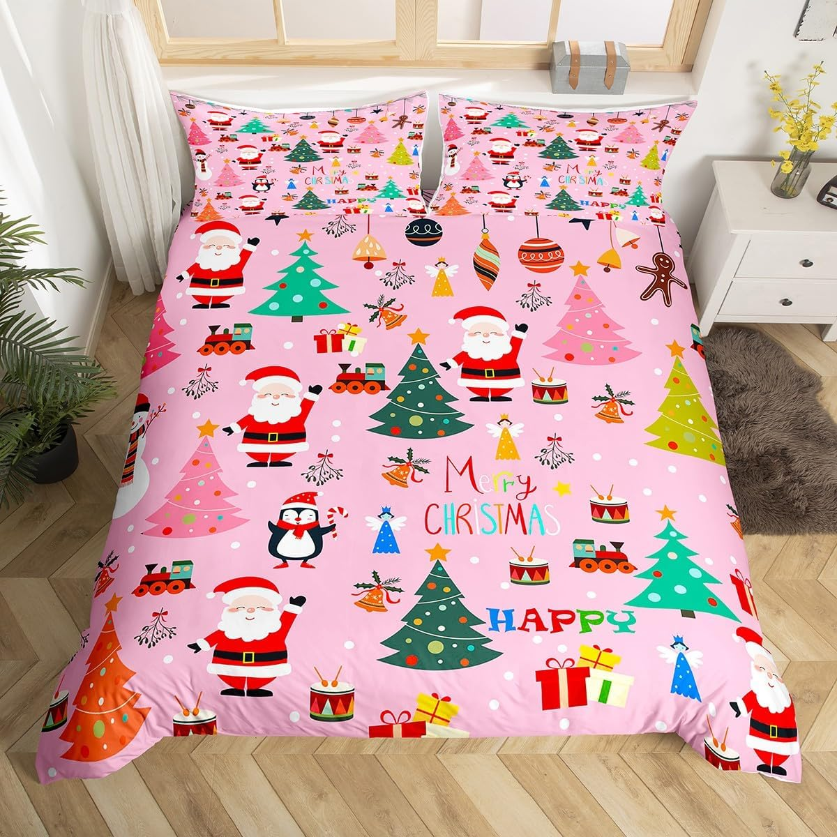 Loussiesd Cute Axolotl Bedding Set for Girls Boys Kids Single Size Cartoon Salamander Comforter Cover Set Kawaii Ocean Sealife Duvet Cover Ocean Bedspread Cover 2Pcs Pink Quilt Cover image number 7