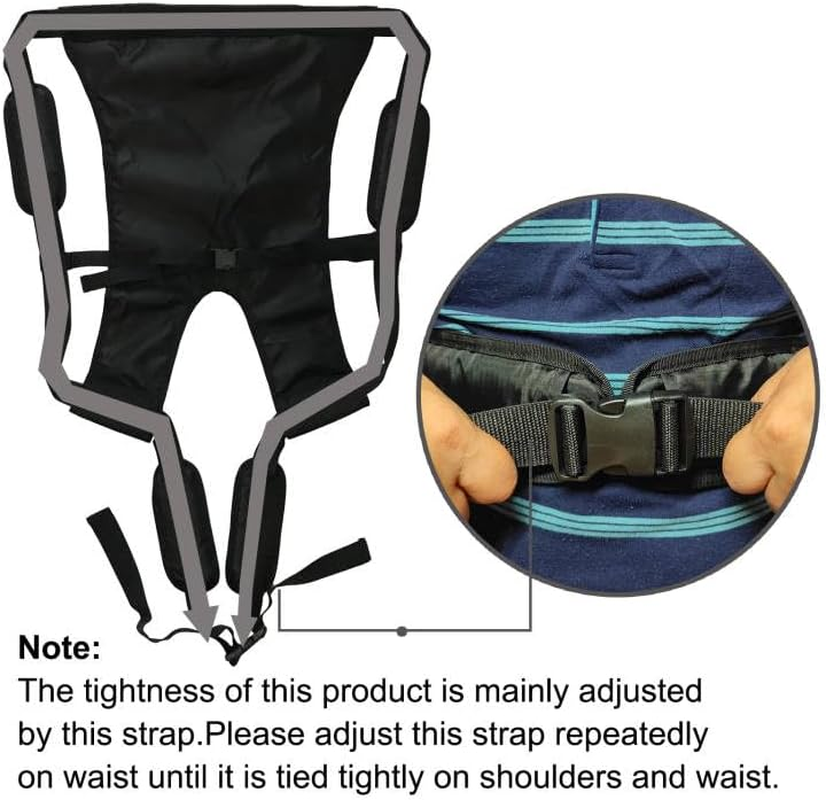 Lightweight Kids Carrier Belt Short Journeys Hiking Back Pack Belt Outdoor Children Lift Sling for Transferring Children to Car,Wheelchair,Vehicle,Bed,Chair (Black) - Black image number 5