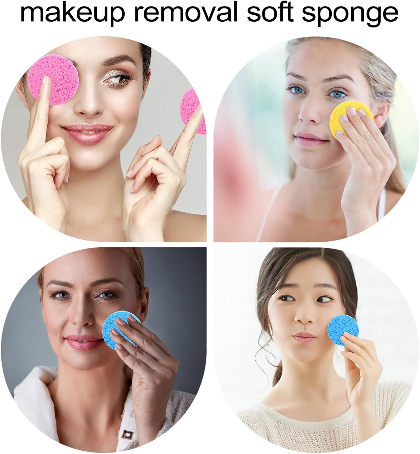 MUSISALY 30Pcs Facial Makeup Removal Sponges Gentle Exfoliating Cellulose Face Cleansing Pads for Deep Pore Cleaning Oil Removal and Smooth Skin Includes Pink Blue Pads image number 3