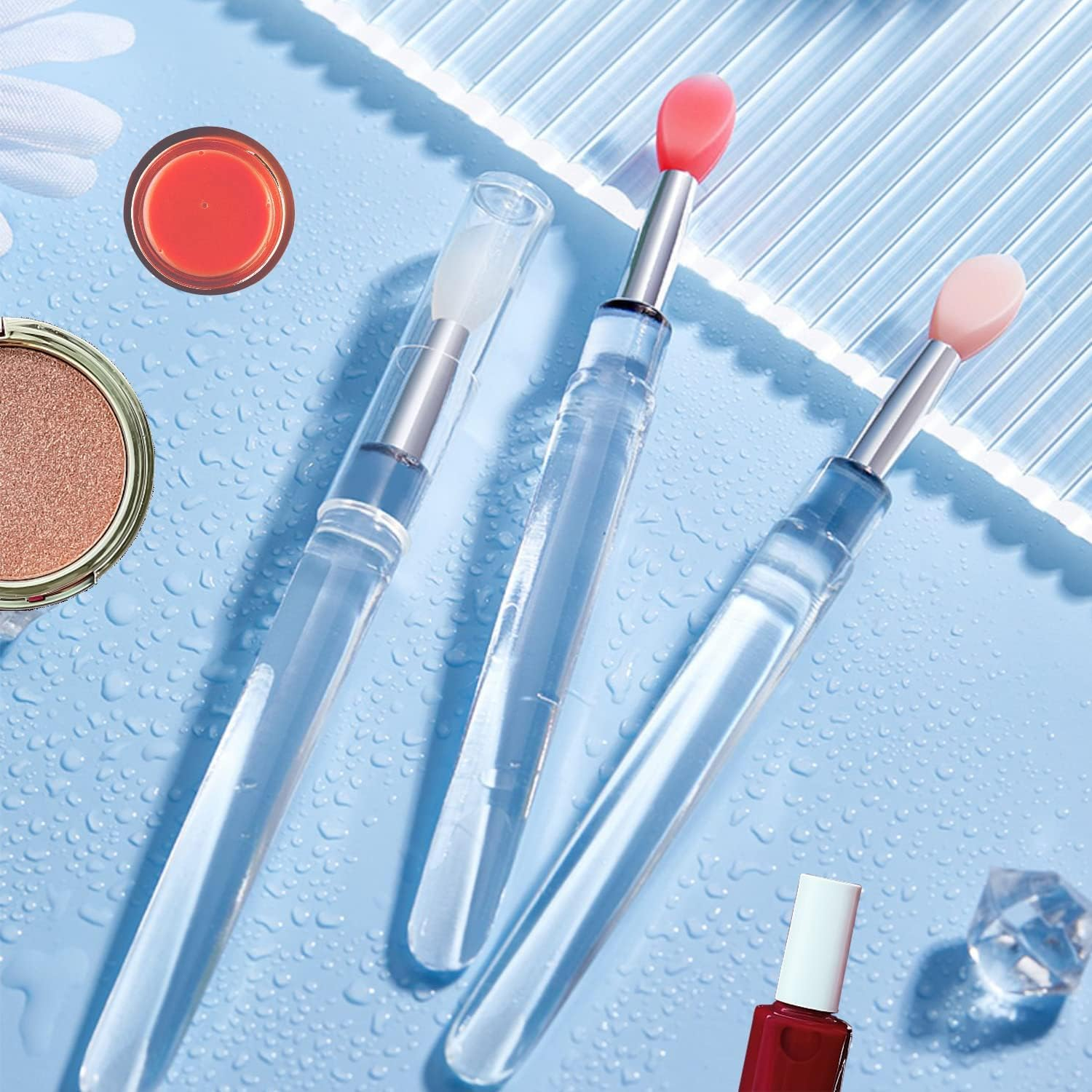 FIENSYDL Lip Brush, Silicone Lip Applicator Reusable 3PCS Lip Mask Applicator, Silicone Retractable Lips Gloss Balm Applicators Eyeshadow Lips Scrub Brush Applicators Disposable (3PCS) image number 5