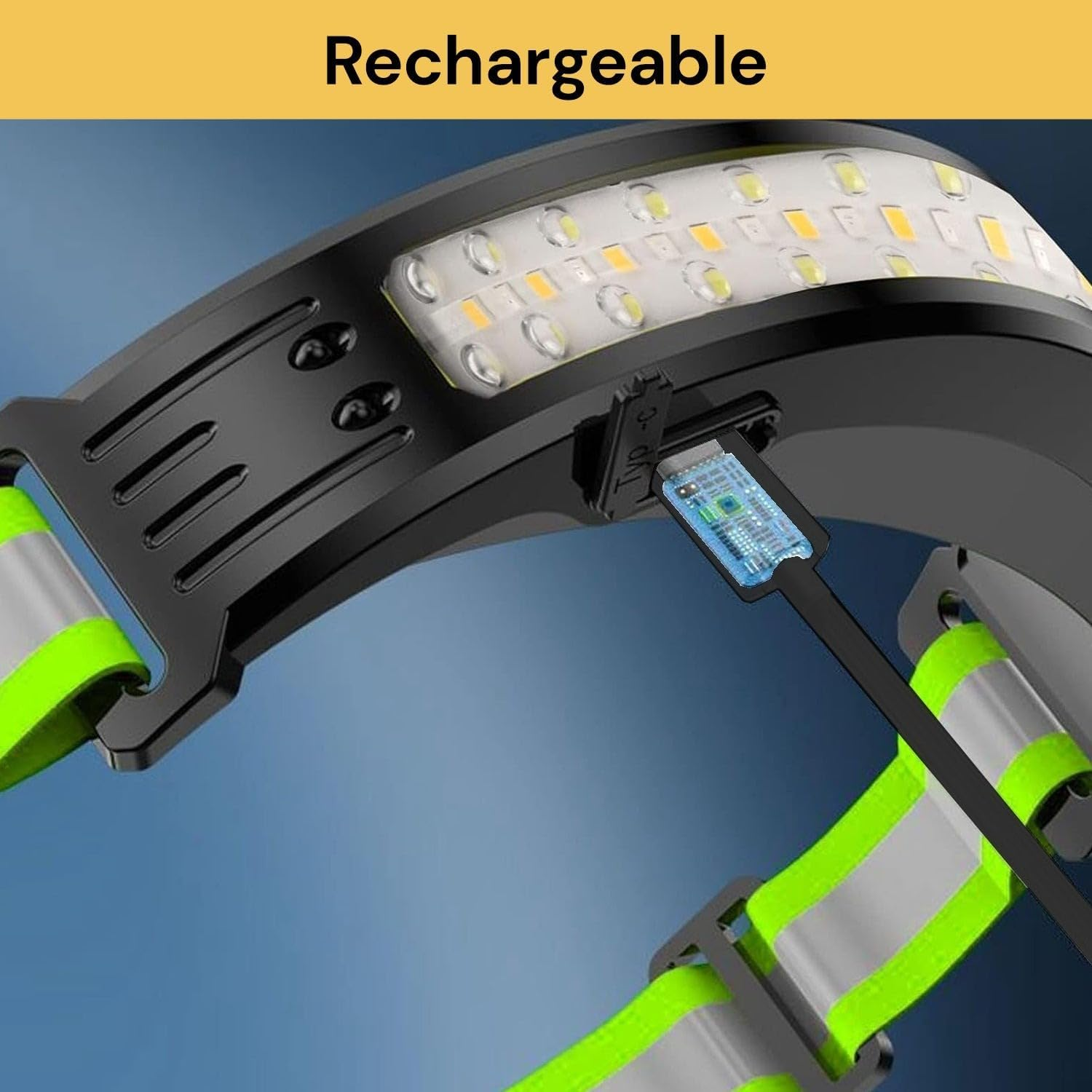 EZONEDEAL Waterproof COB LED Motion Sensor Head Torch USB Rechargeable Headlamp,Led Headlamp Rechargeable,Headlamp Flashlight,Lightweight Head Lamp for Camping, Running, Hiking image number 4