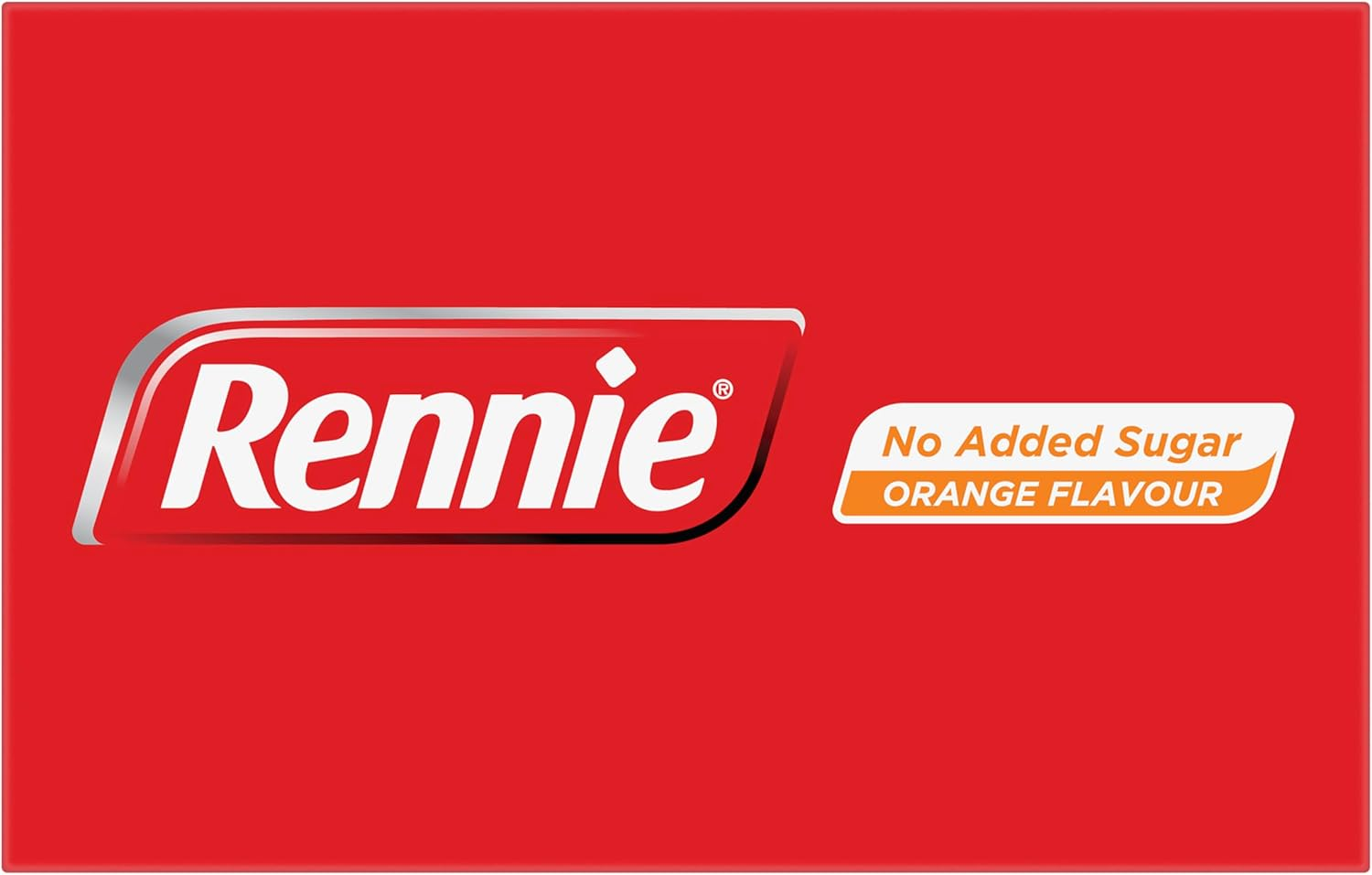 Rennie NAS Orange Flavoured Chewable Tablet for Heartburn and Indigestion Treatment 96 Tablets