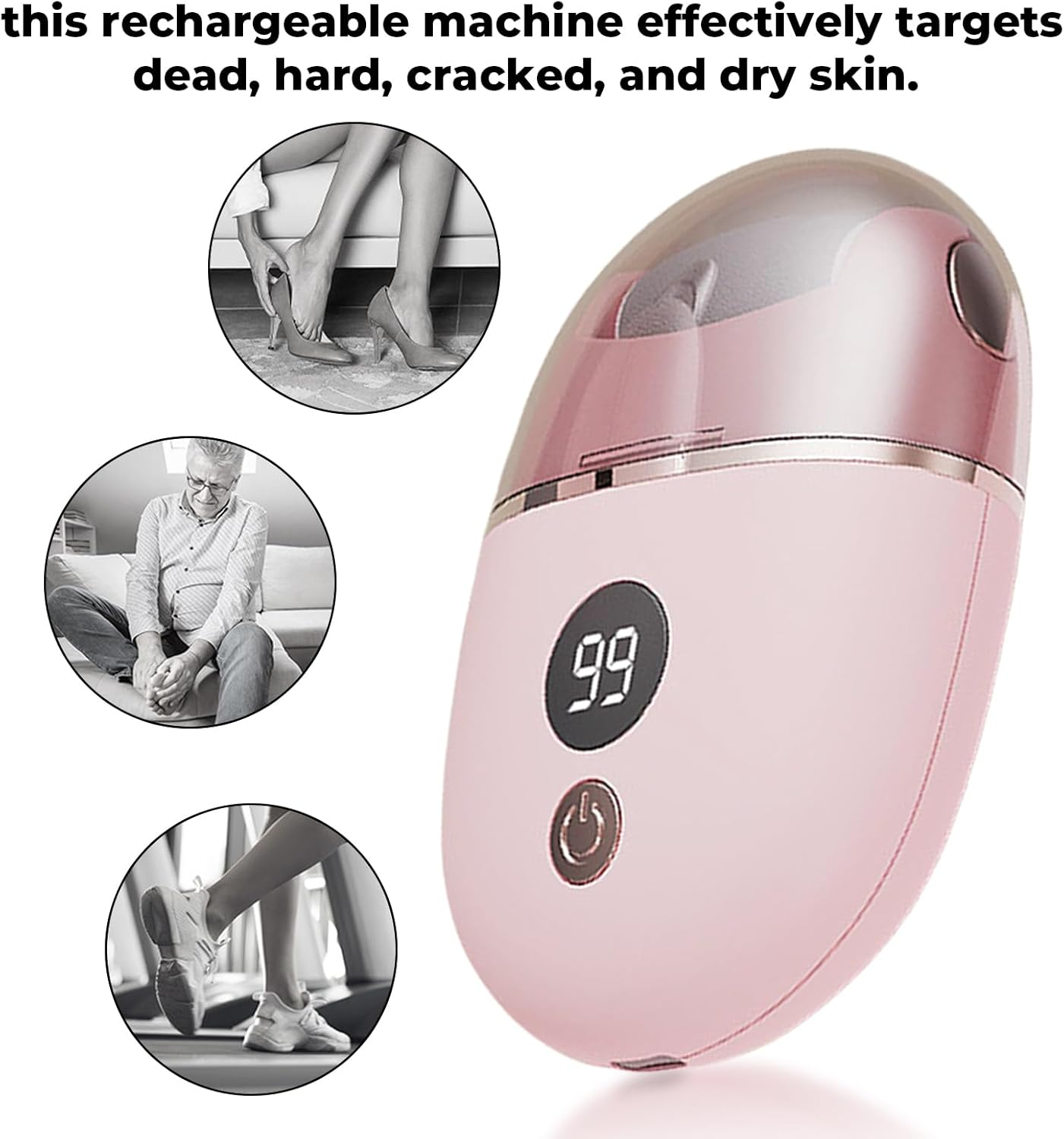 Electric Filer Shaver with 3 Heads - Electric Foot File, Shaver Combo Filer | Foot Callus Remover Grinder, Foot File Callus Remover, Grinder Rechargeable Professional Pedicure Tools for Men Women