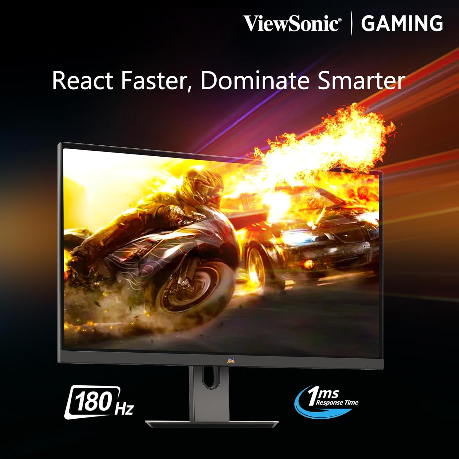 Viewsonic VX2758A-2K-PRO-4 27 Inch Gaming Monitor, QHD 2560X1440P, IPS, 180Hz 1Ms, AMD Freesync and NVIDIA G-Sync Compatible, HDMI & Displayport, Height/Tilt/Swivel/Pivot Ergonomic image number 1