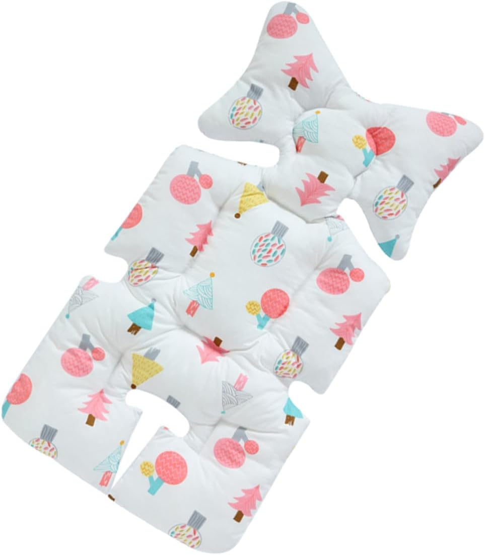 Breathable Cotton Cushion Pad for Stroller Pushchair with Cartoon Print Lightweight Soft Seat Liner Mat Reducing Shake Double-Sided Comfort Protector for All Seasons