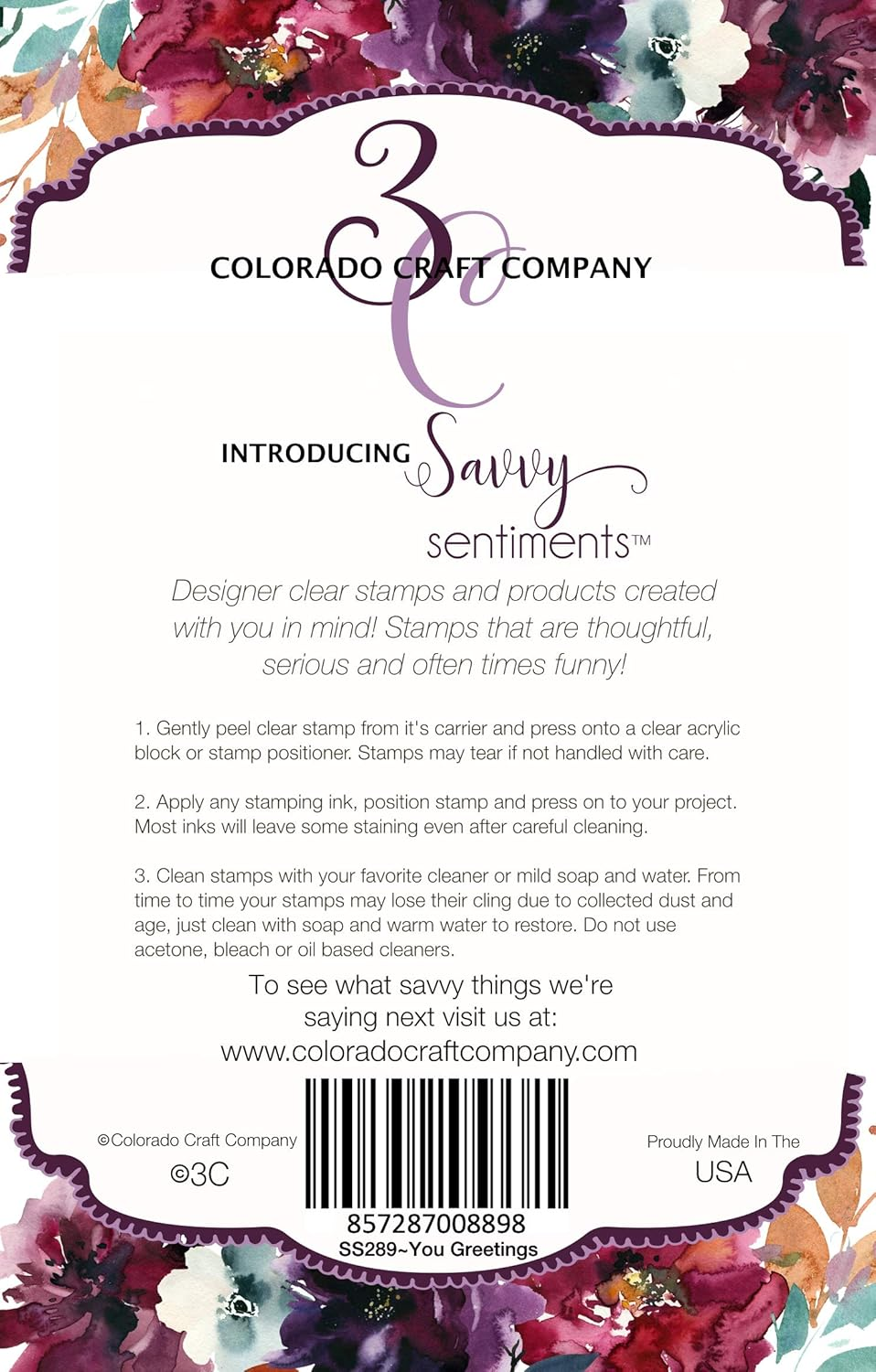 COLORADO CRAFT COMPANY SS289 Colorado Clear Stamp, Us:One Size, You Greetings-Savvy Sentiments