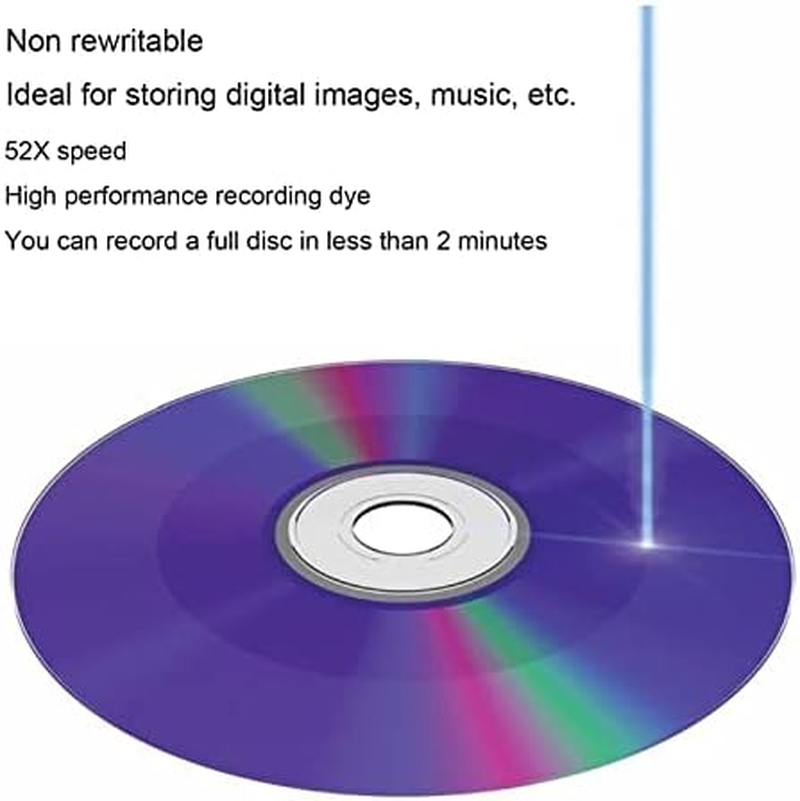 CD-R Blank Discs, 52X 700MB Recordable Disc Blank Cds for Storing Digital Images Music Data (10PCS)