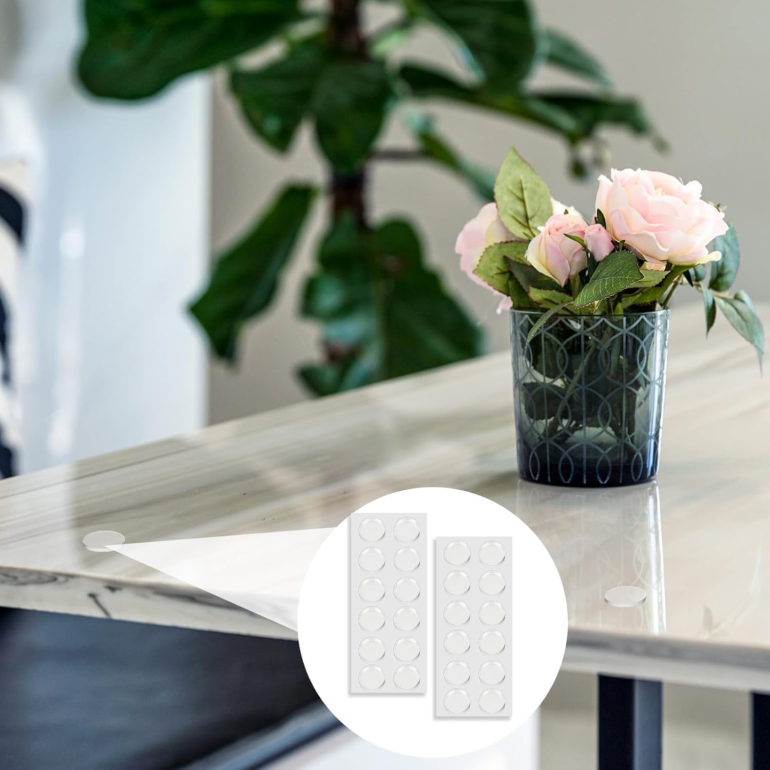 24 Pack Glass Feet Pads for Table anti Slip Pads 20Mm*5Mm Clear Self Adhesive round Rubber Feet Bumpers Glass Table Top Grippers for Drawer Cabinet