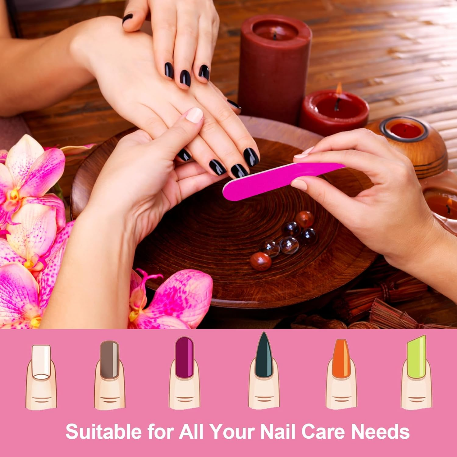 200 Pcs Emery Boards for Nails, Nail Files for Nature Nails Small Disposable Double Sided Colorful Nail File Bulk for Home Salon Travel Size Mini Manicure Kit for Men Women Kids Wood Emory Pink/Blue image number 4