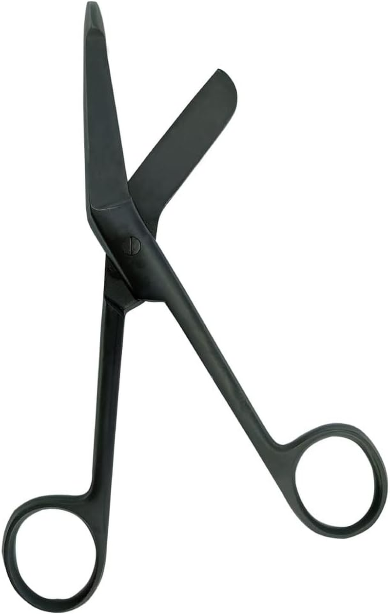 YSCARE Bandage Dressing Scissors Stainless Steel First Aid Utility Lister Bandage Student Nurse Dissection Scissors Dressing Tools (Black, 6.5")