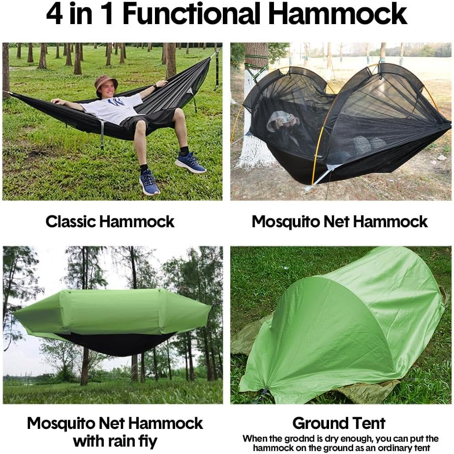 Alpen Outdoor Double Hammock Tent Portable Multi-Functional Waterproof Hammock Parachute Camping Hanging Bed 270X140Cm with anti Mosquito Net and Storage Bag image number 1