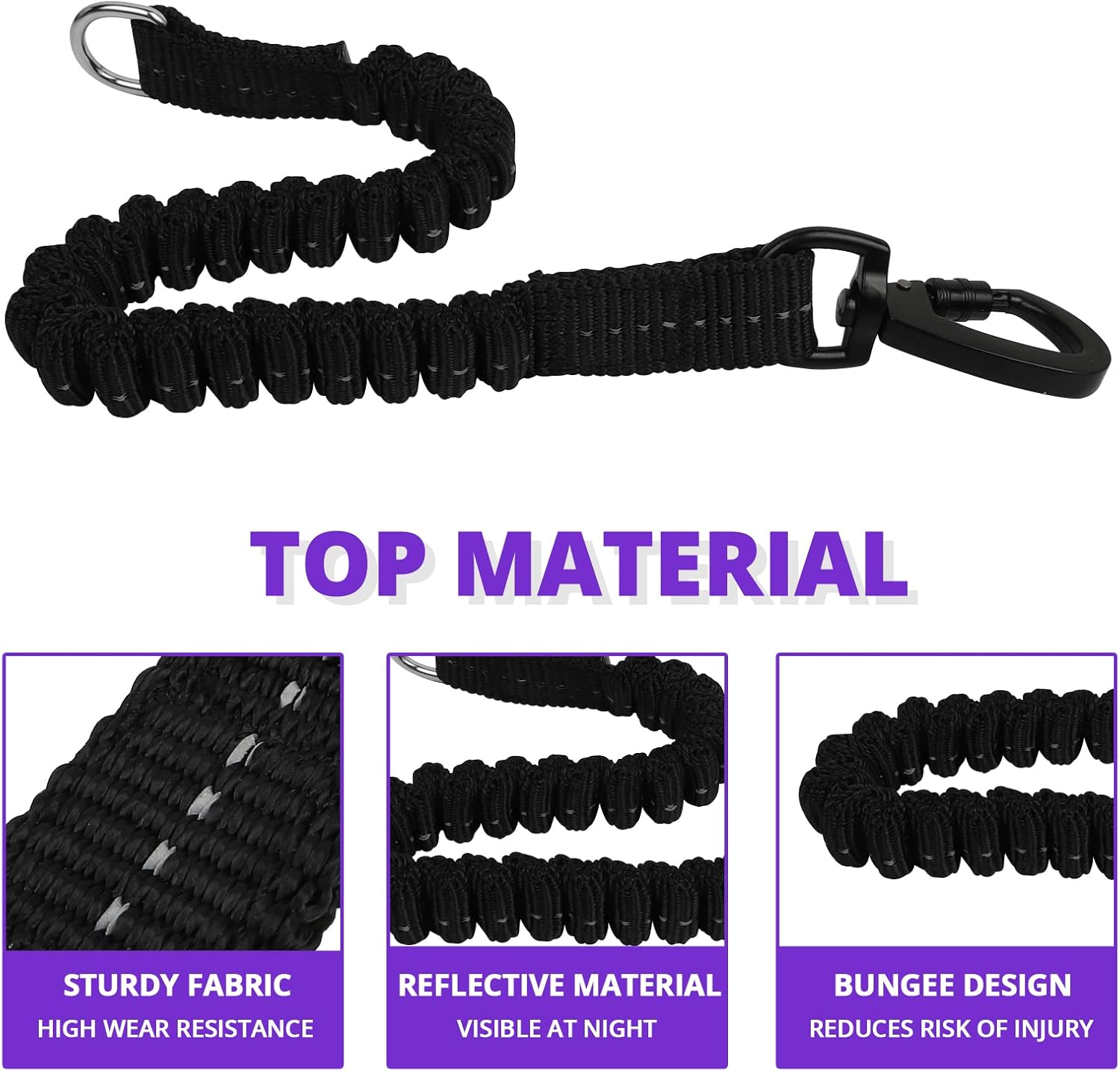 Long Dog Leash 15 FT: Heavy Duty Rope Leashes for Dogs Training with Swivel Lockable Hook Reflective Threads Bungee and Padded Handle - Dog Lead for Large Small Medium Dogs outside Walking Hiking image number 5