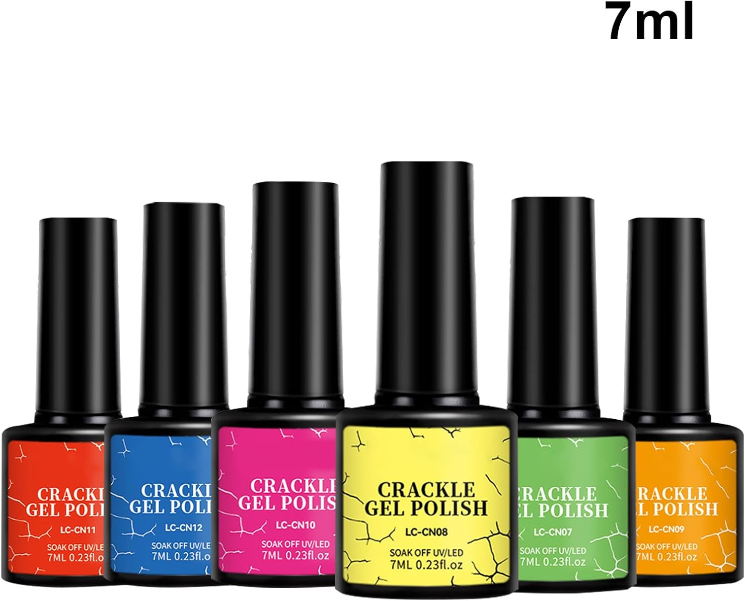 Crackle Nail Polish Gel | Color UV Gel Nail Polish Set of 6,Chip-Resistant, Long-Lasting, Beauty Supplies for Daily Wedding Salon Travel Photography image number 1