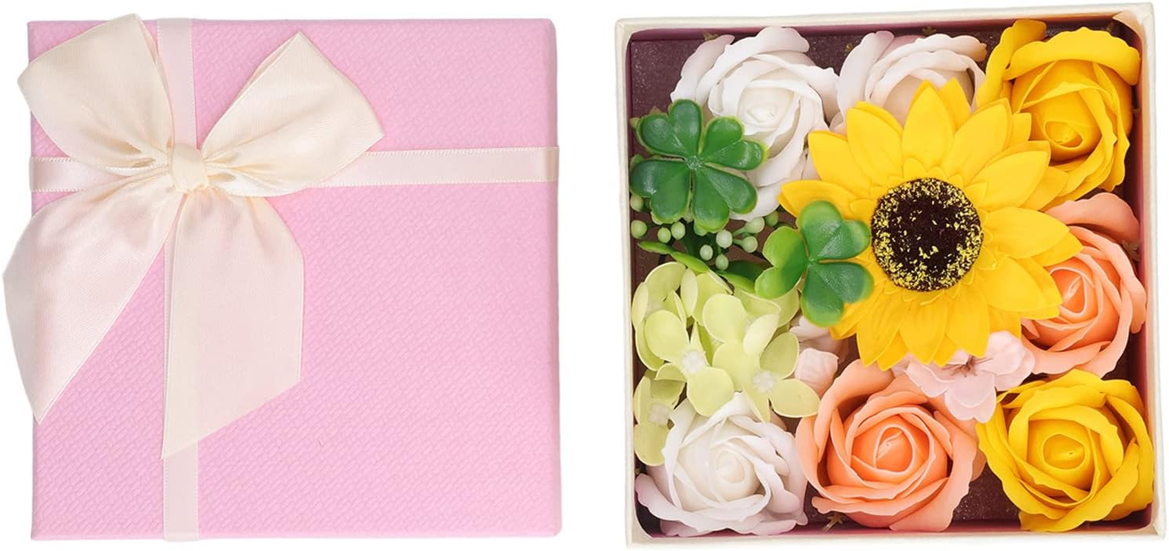 Bath Soap Flower, Flower Soap Gift Box, Simulation Flower Bath Soap Women Exquisite Flower Soap Gift Box for Birthday Valentines Day Christmas (Red)