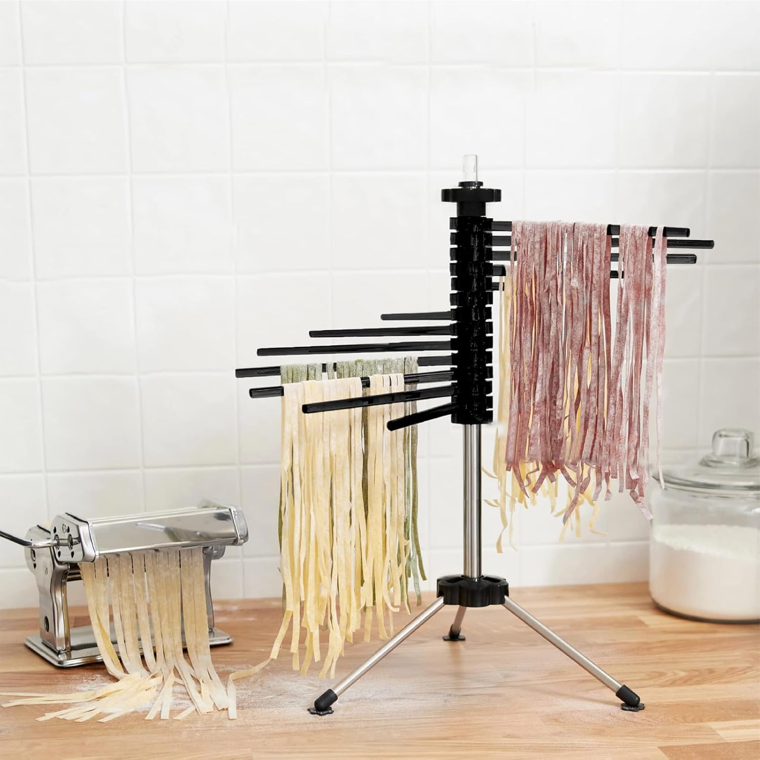 Collapsible Pasta Drying Rack, Tall Compact Spaghetti Noodle Stand with 14 Plastic Rods, Spaghetti and Noodle Dryer Rack image number 6