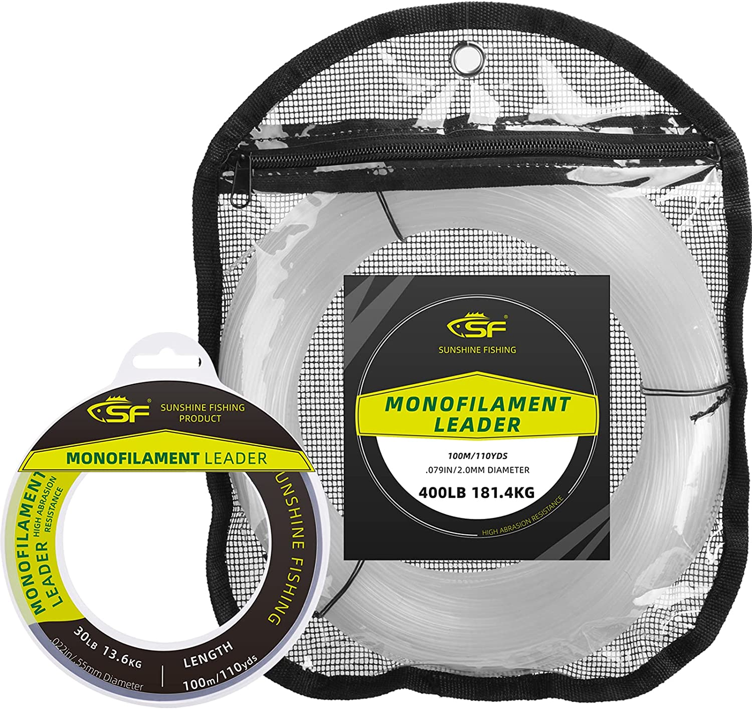 SF Monofilament Leader Line Mono Material Clear Monofilament Fishing Line 100M/110Yds for Saltwater 30LB to 400LB image number 3