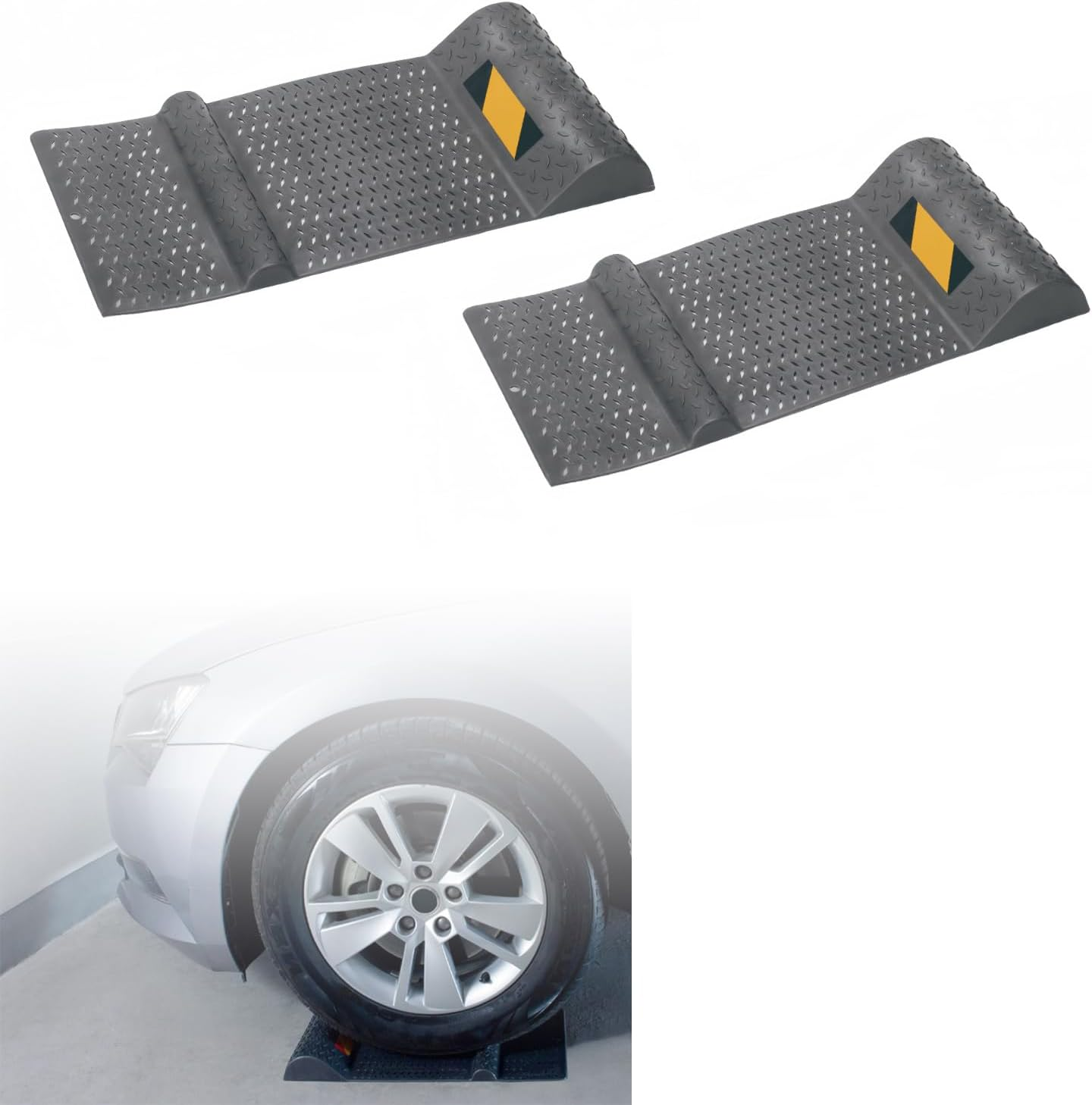 WEZCHUGHAOL Parking Mat,Easy to Install Adhesive， Garage Wheel Stopper Parking Aid,Antiskid Car Safety Park Aid - Gray