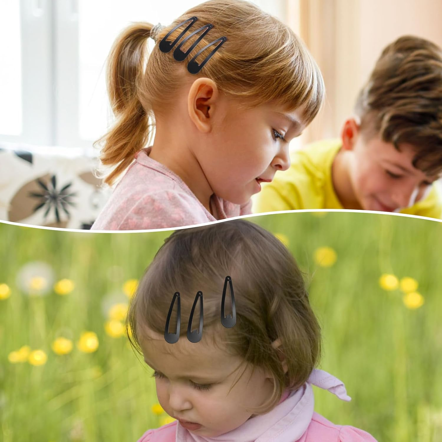 Bighan 80 Pcs Girls Hair Clips Simple Hairstyle Clips Metal Drop-Shaped Barrettes Adorable Hair Accessories for Girls, Black image number 1