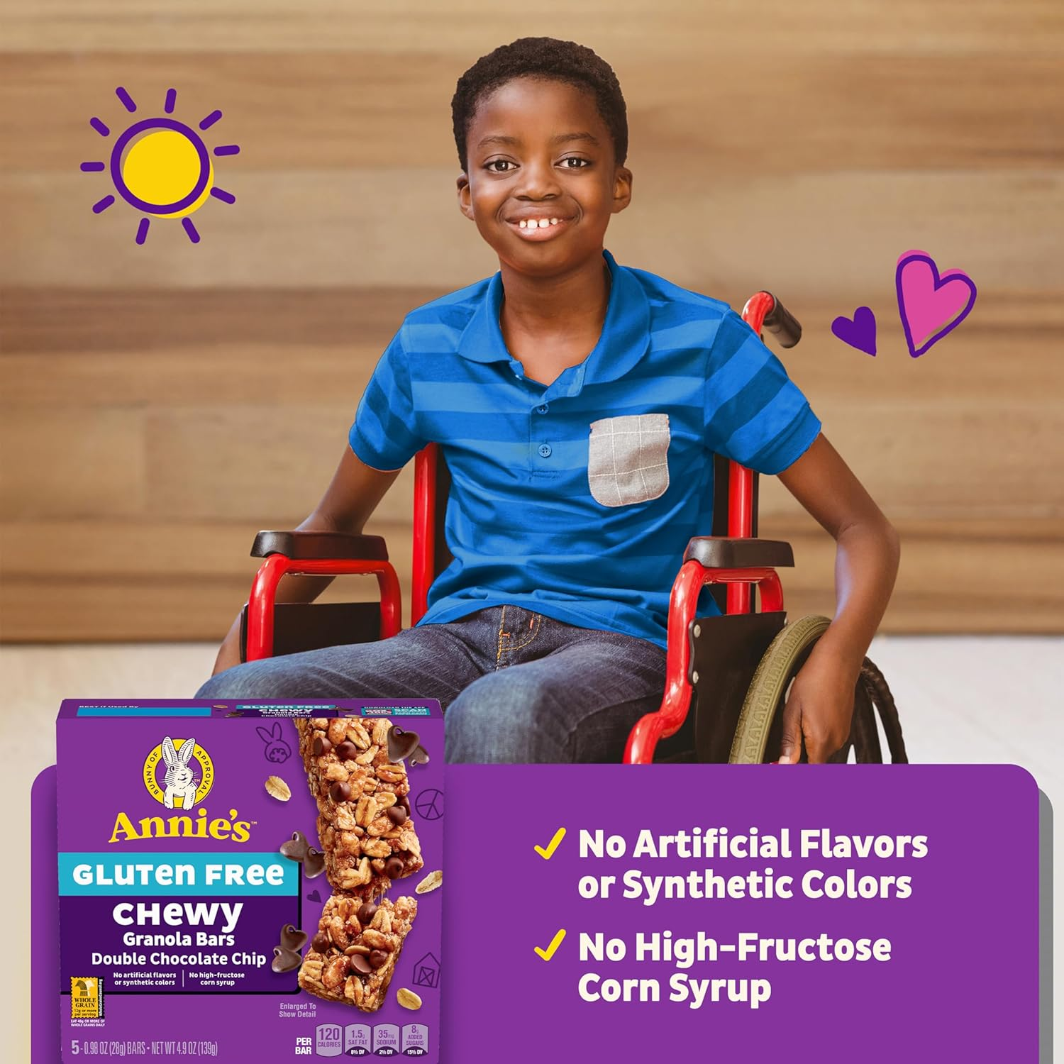 Annie'S Gluten Free Chewy Granola Bars, Double Chocolate Chip, 5 Bars, 4.9 Oz. (Pack of 12) image number 5