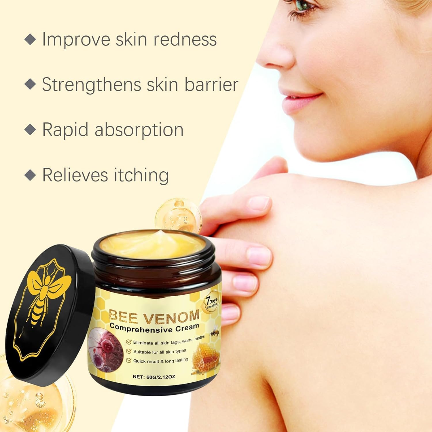 2PC Bee Venom Cream, 2025 New Bee Venom Cream for All Skin Types，Visibly Reduces Skin Blemishes and Smoothes Skin image number 3