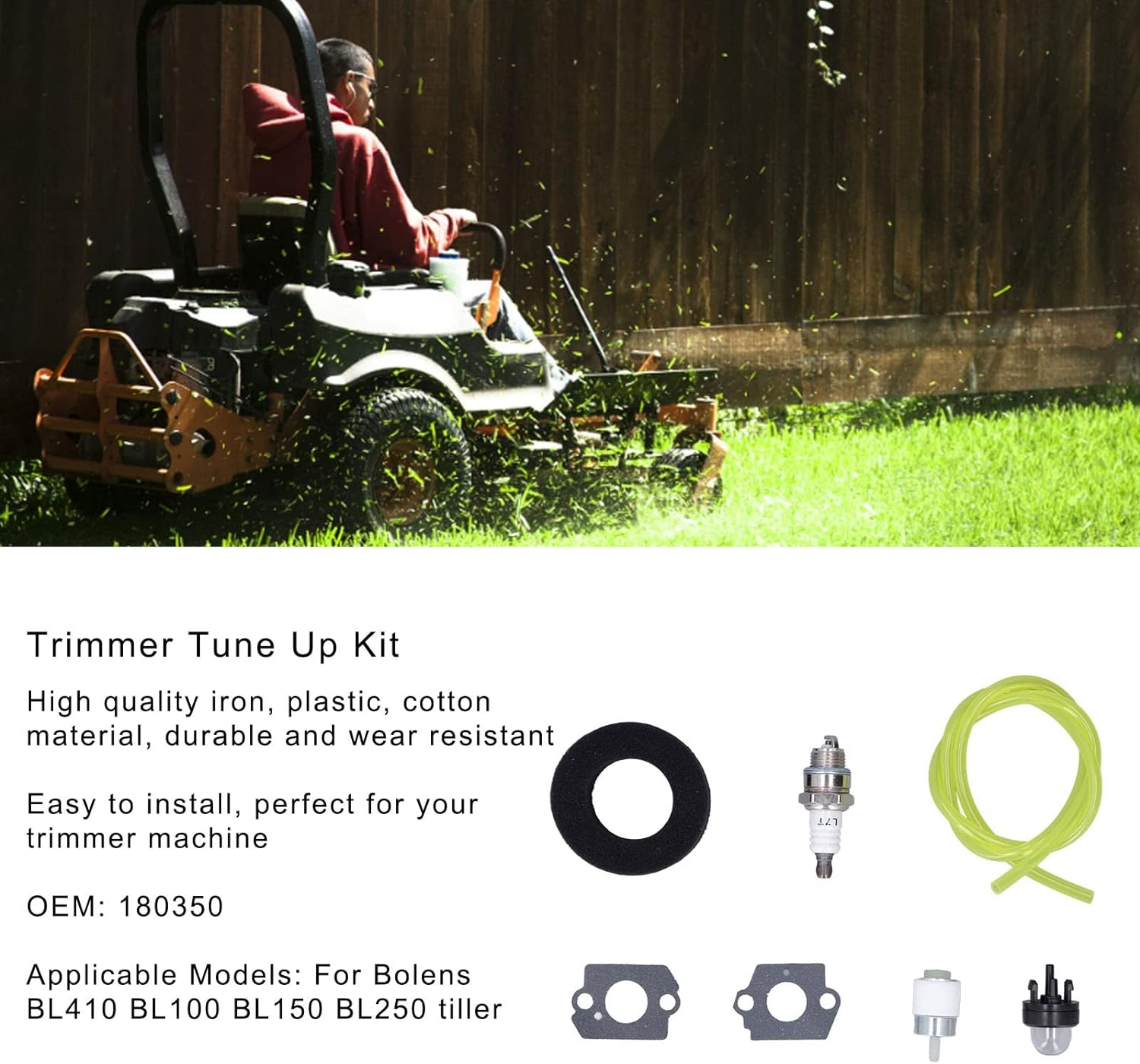 Trimmer Tune up Kit for Bolens BL410 BL100 BL150 BL250, Engine Maintenance Set with Air Filter, Fuel Line, Bulb, Spark Plug, Carburetor Gaskets