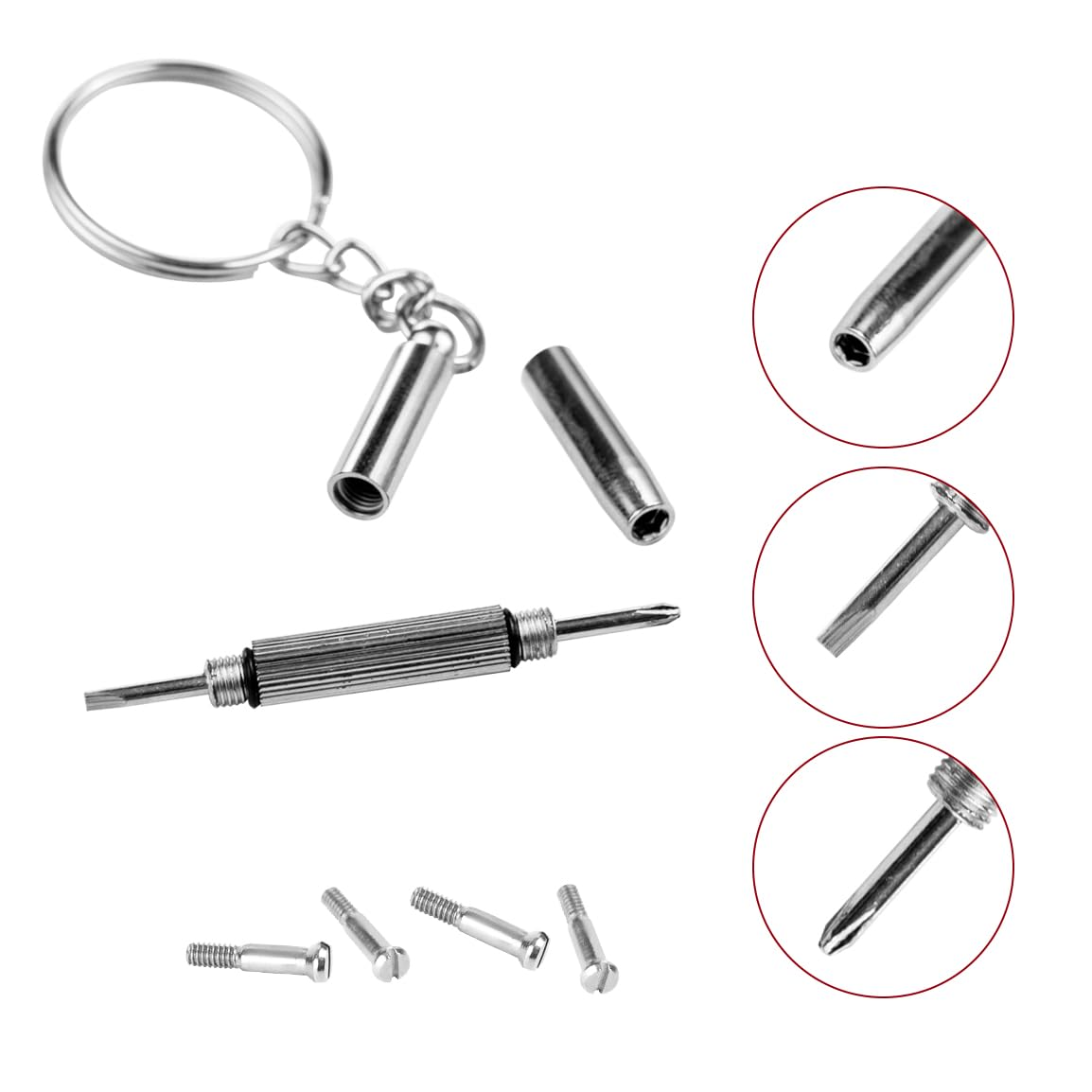 Replacement Silver Screws for Aviator RB2140 RB2168 RB4168 RB4169 RB4195 RB4152 RB4340 RB5022 Rx5121 Rx5227 Sunglasses Repair Kit (Set of 4) (Silver) image number 1