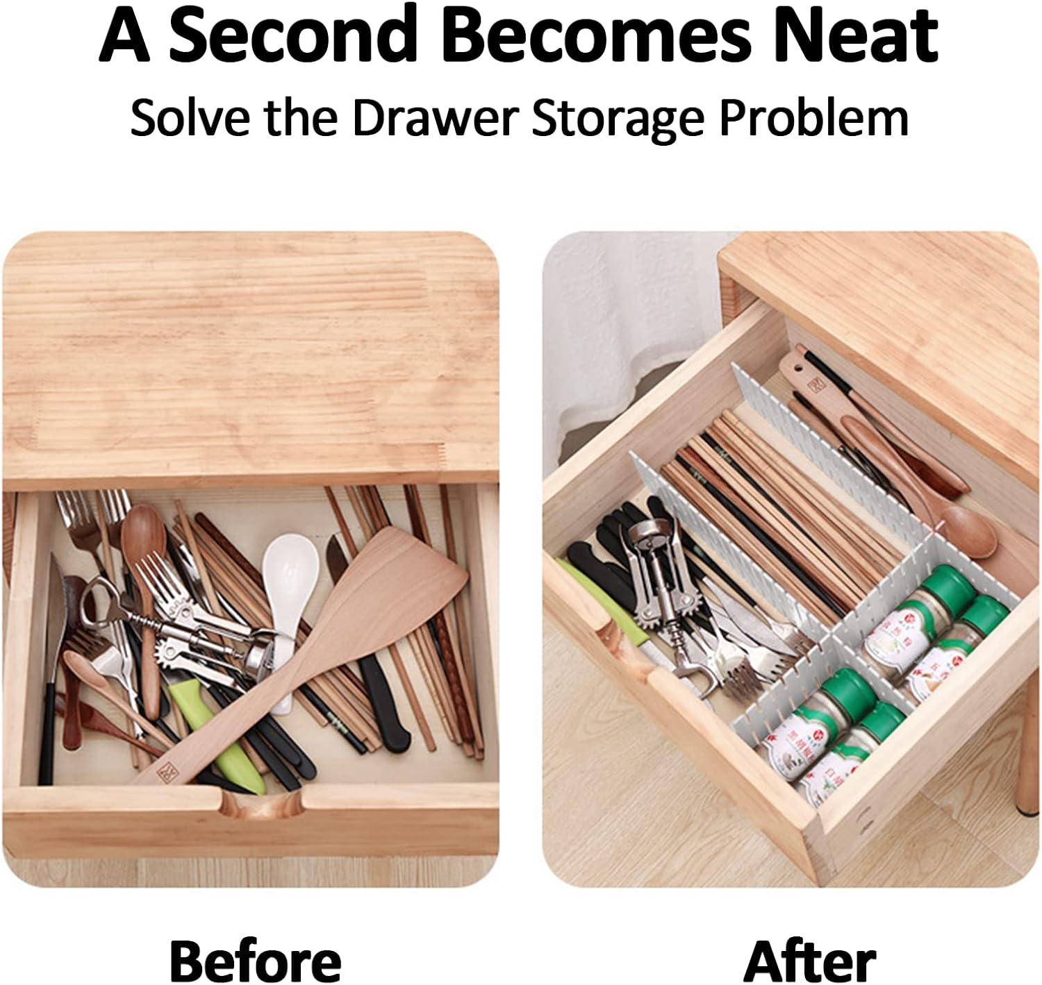 14.5 in White Adjustable Drawer Dividers, KUAOOAUK 8PC DIY Grid Drawer Organizer Dividers, Plastic Organizer Separator for Socks Underwear Makeup Cosmetic Clothes Can Help Tidy Kitchen Bedroom Dresser